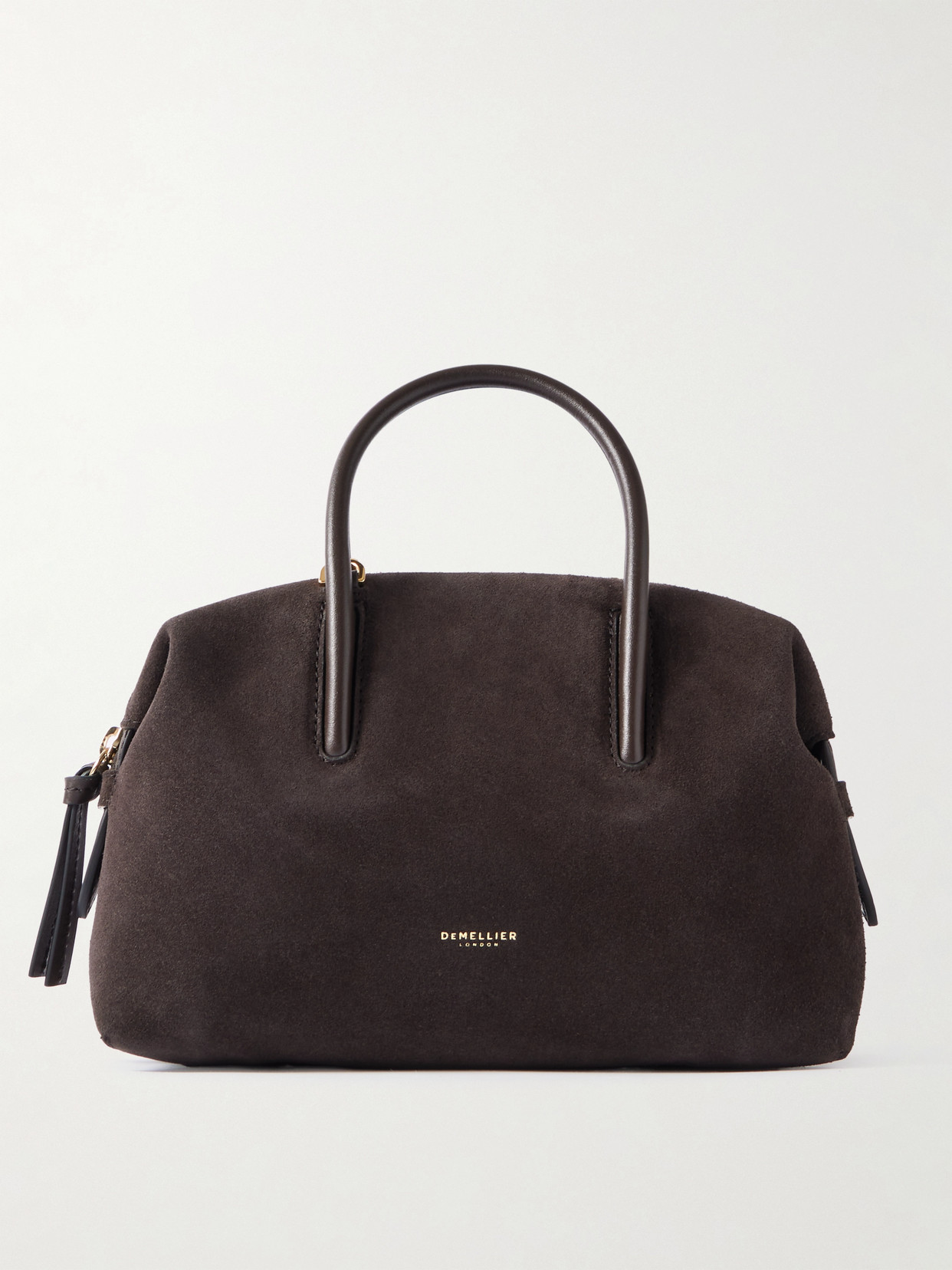 Demellier The Small Stockholm Leather-trimmed Suede Tote Bag In Brown