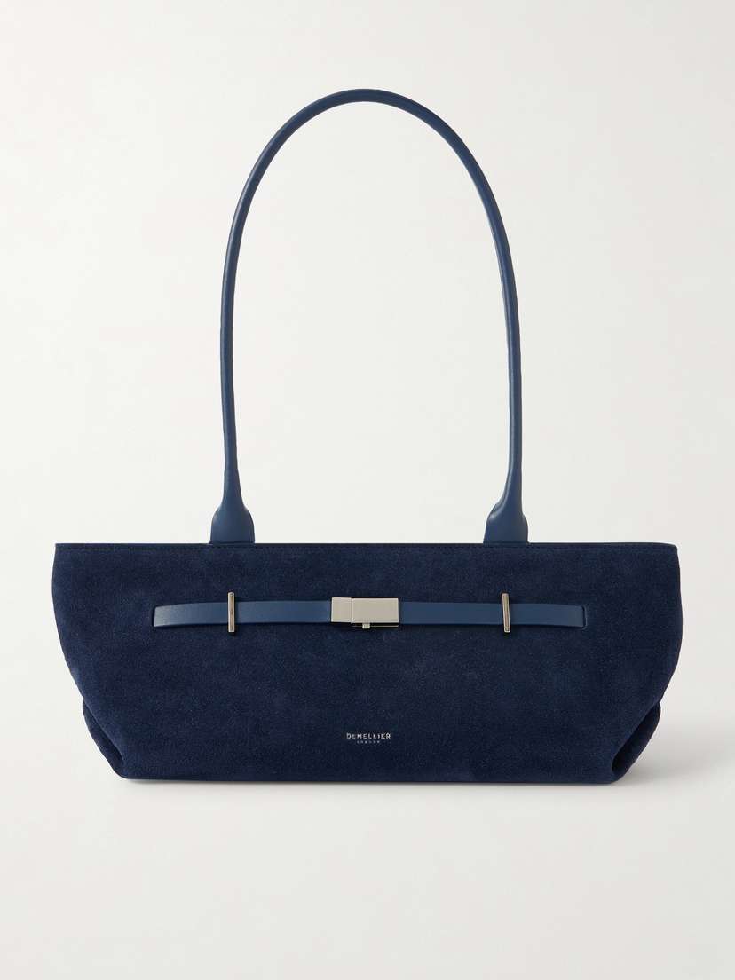 DeMellier The New York Shoulder Leather-trimmed Suede Bag