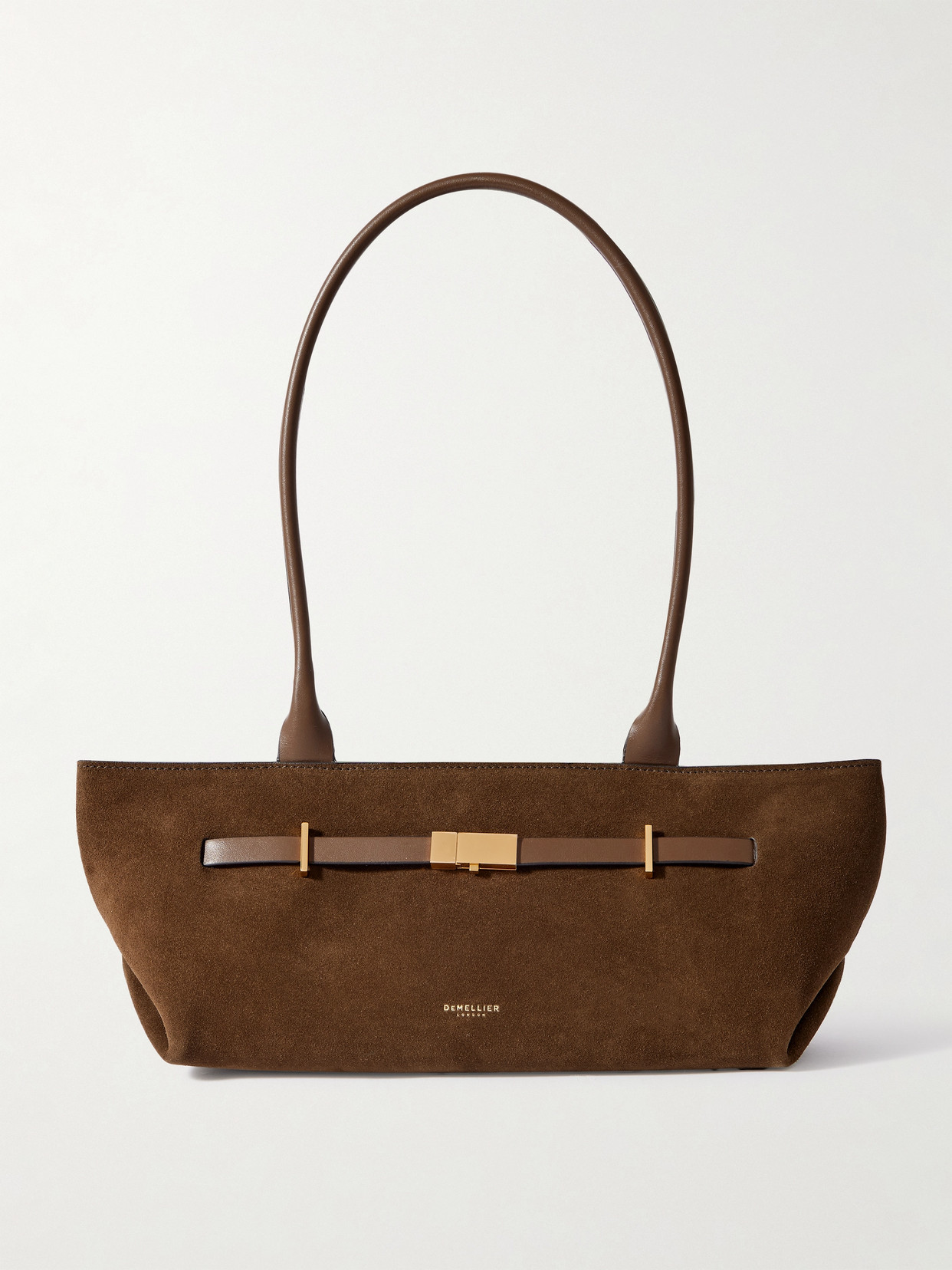 Demellier New York Leather-trimmed Suede Shoulder Bag In Brown