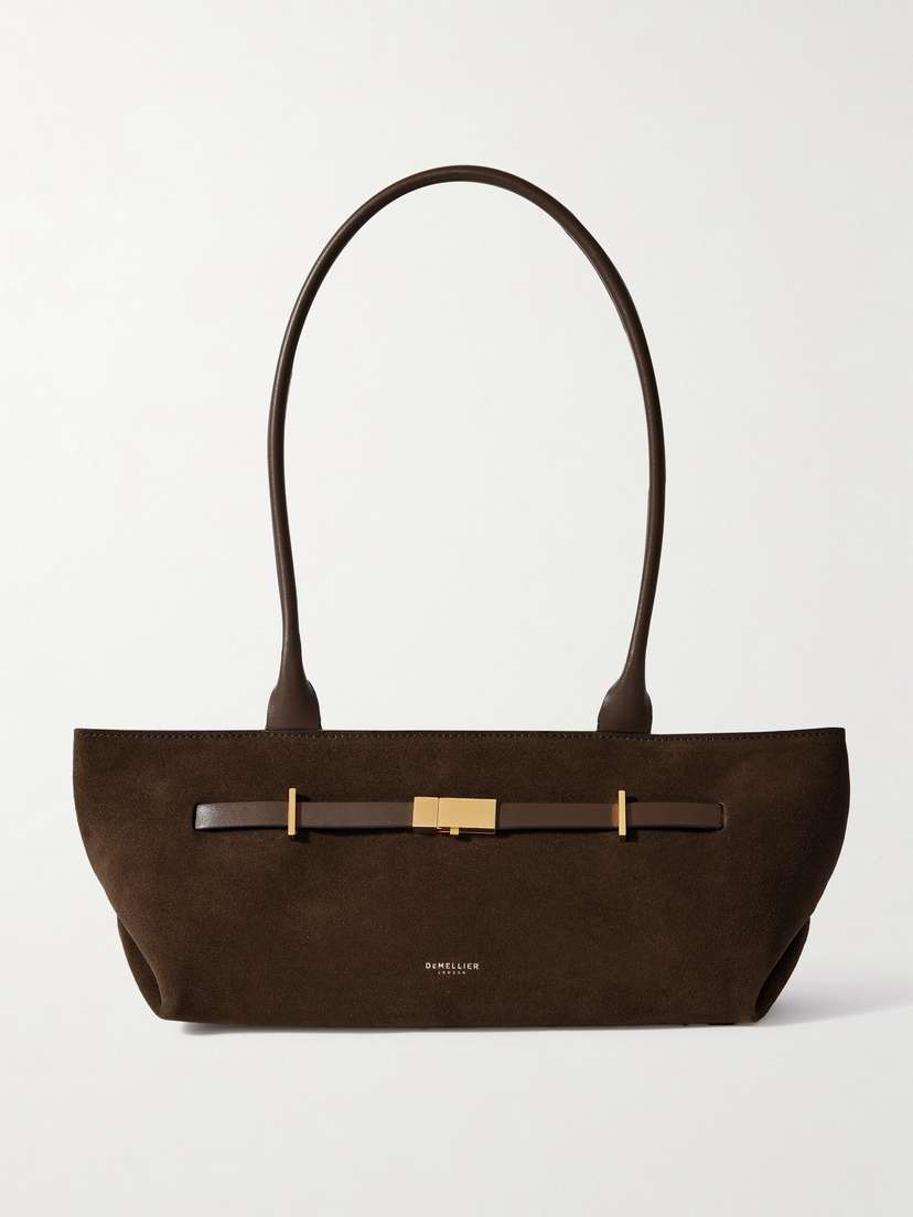 DeMellier The New York Shoulder Leather-trimmed Suede Bag