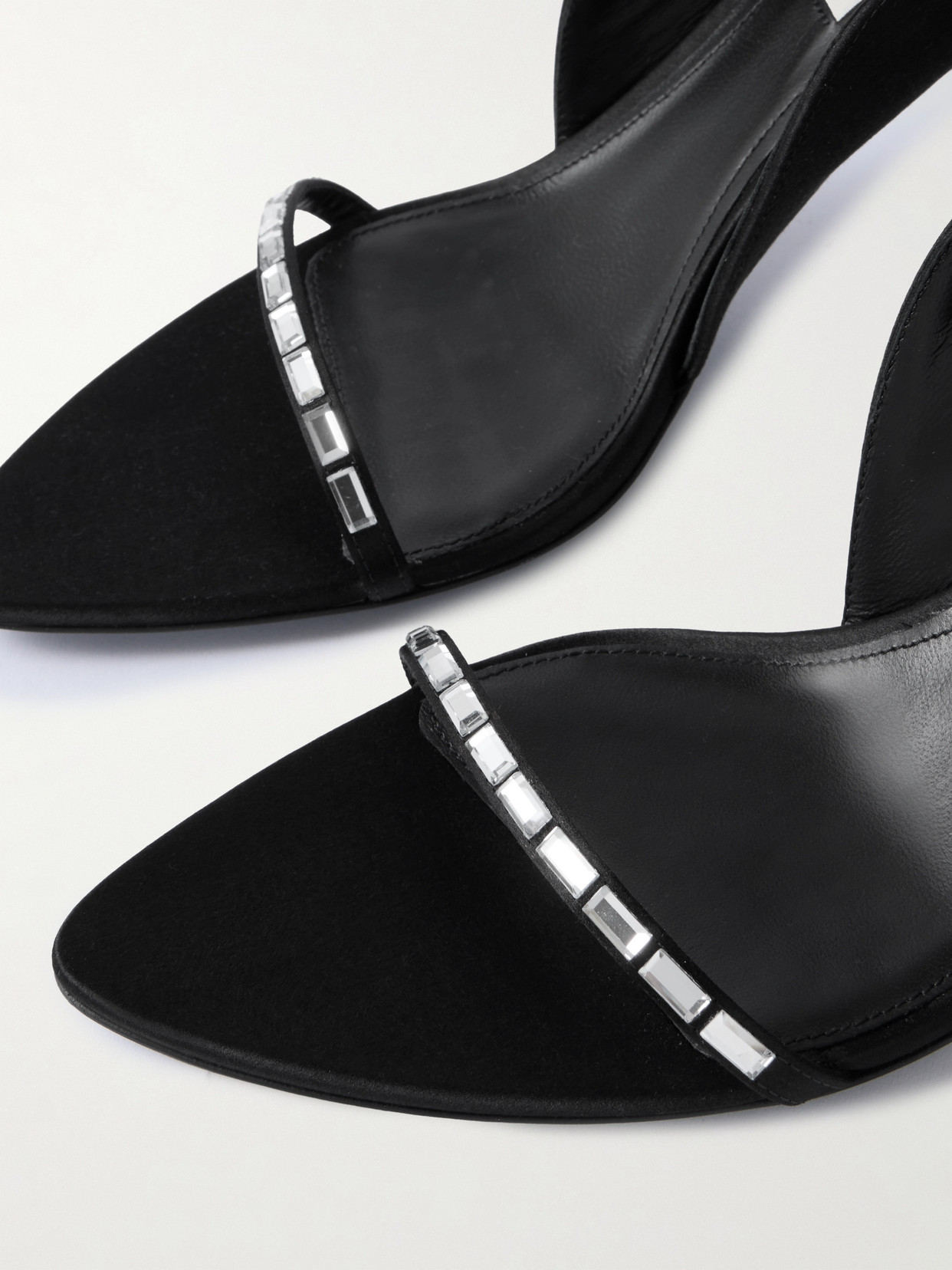 Victoria Beckham Eliza Crystal-embellished Satin Sandals In Black