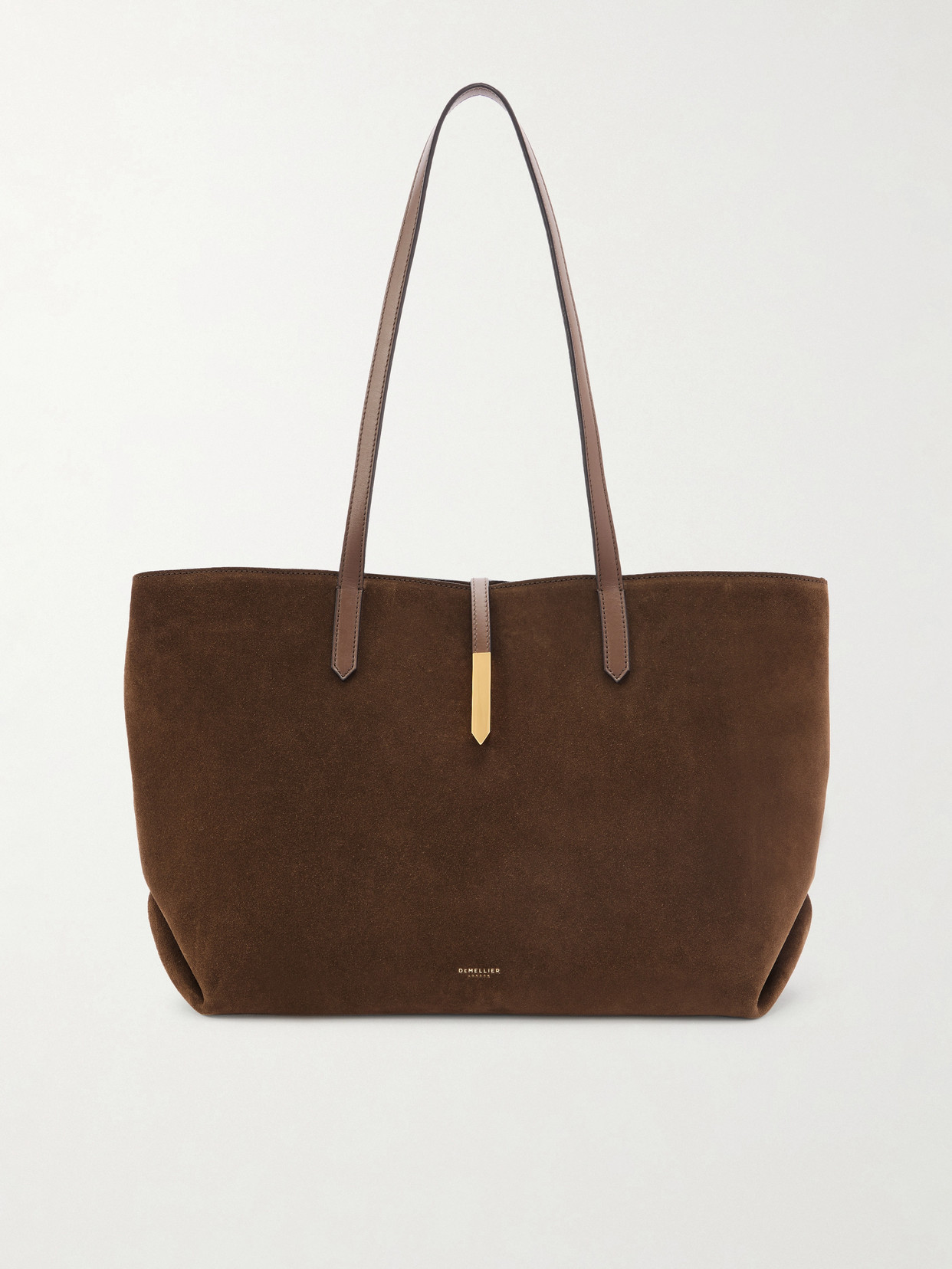 Demellier Tokyo Leather-trimmed Suede Tote In Brown