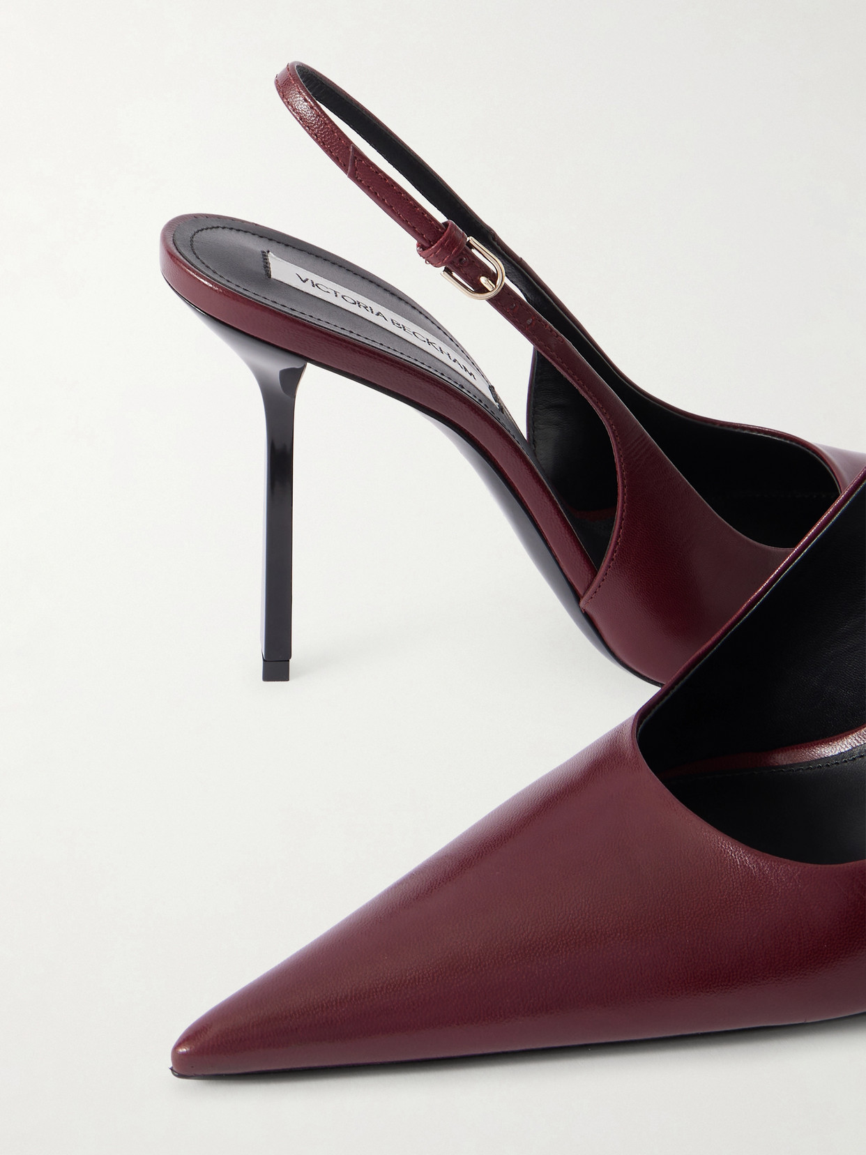 Victoria Beckham Victoria Leather Slingback Pumps In Burgundy