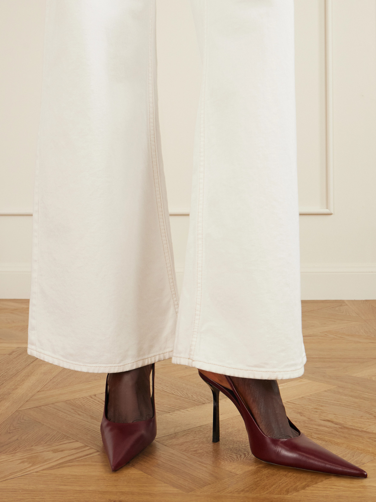 Victoria Beckham Victoria Leather Slingback Pumps In Burgundy