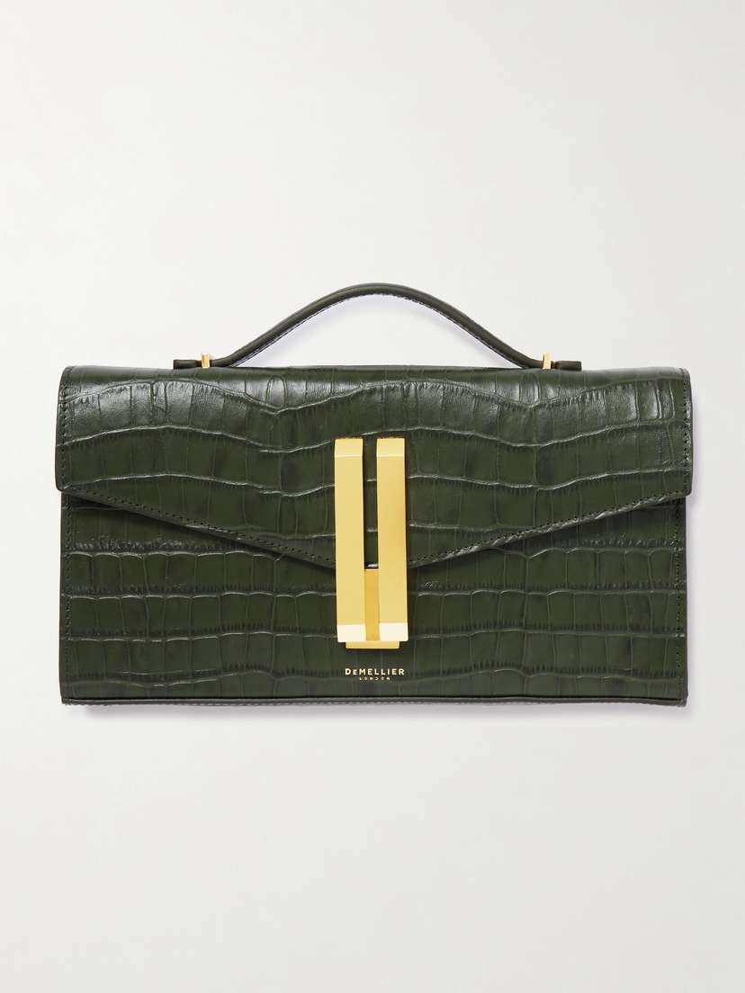 DeMellier The Vancouver Croc-effect Leather Clutch