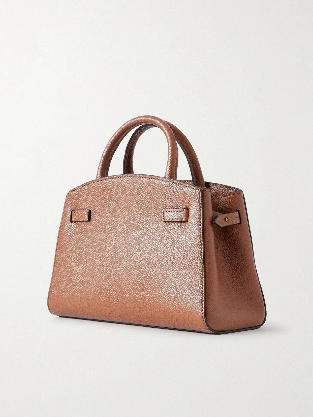 Demellier The Small Hudson Grained Leather Top Handle Bag In Brown