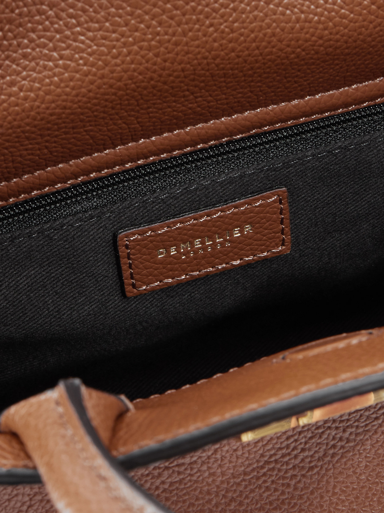 Demellier The Small Hudson Grained Leather Top Handle Bag In Brown
