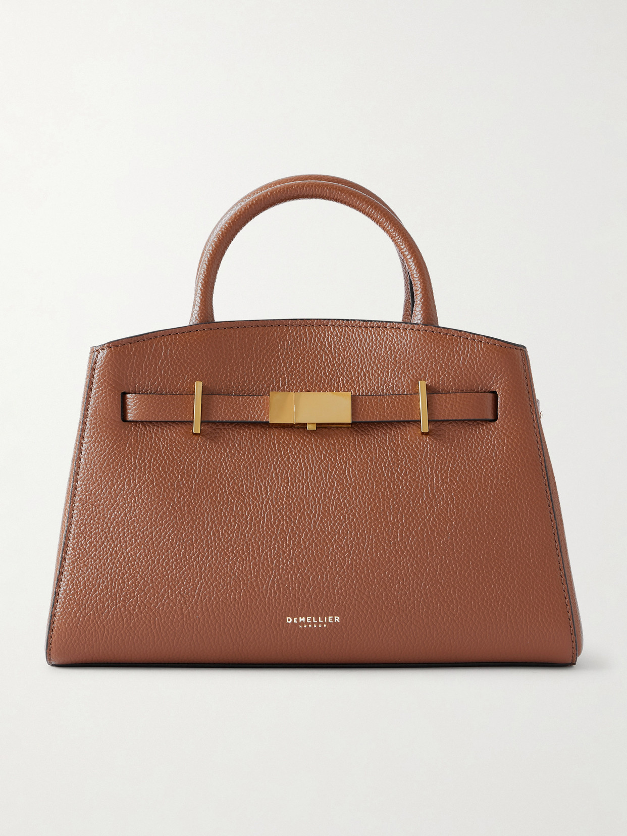 Demellier The Hudson Small Textured-leather Tote In Brown
