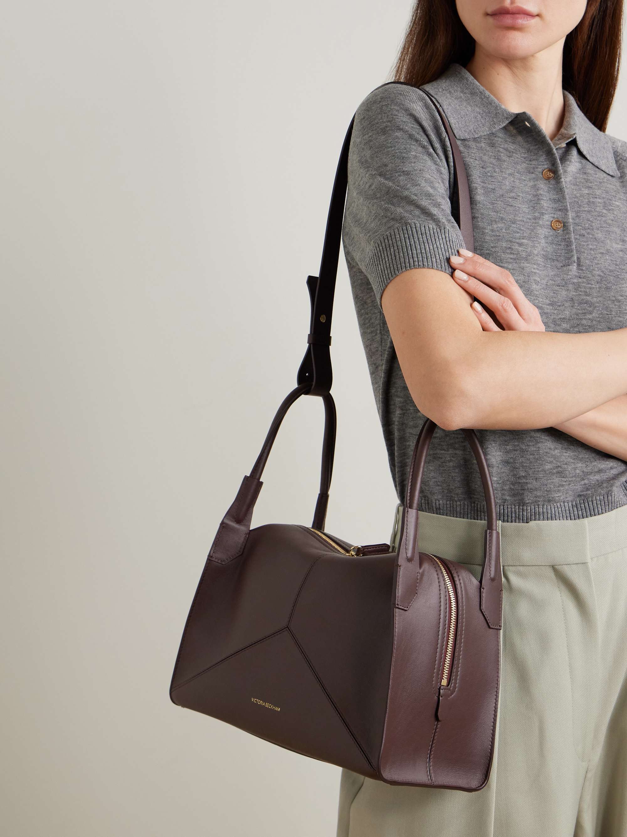VICTORIA BECKHAM Plié paneled leather tote | NET-A-PORTER