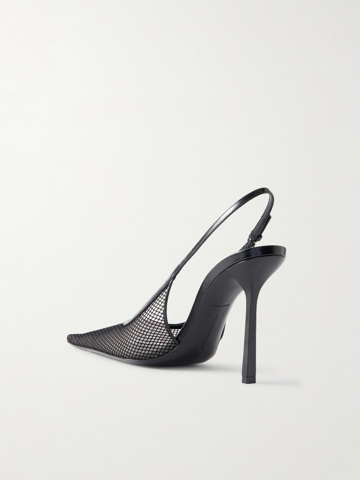 Victoria Beckham Victoria Leather-trimmed Mesh Slingback Pumps In Black
