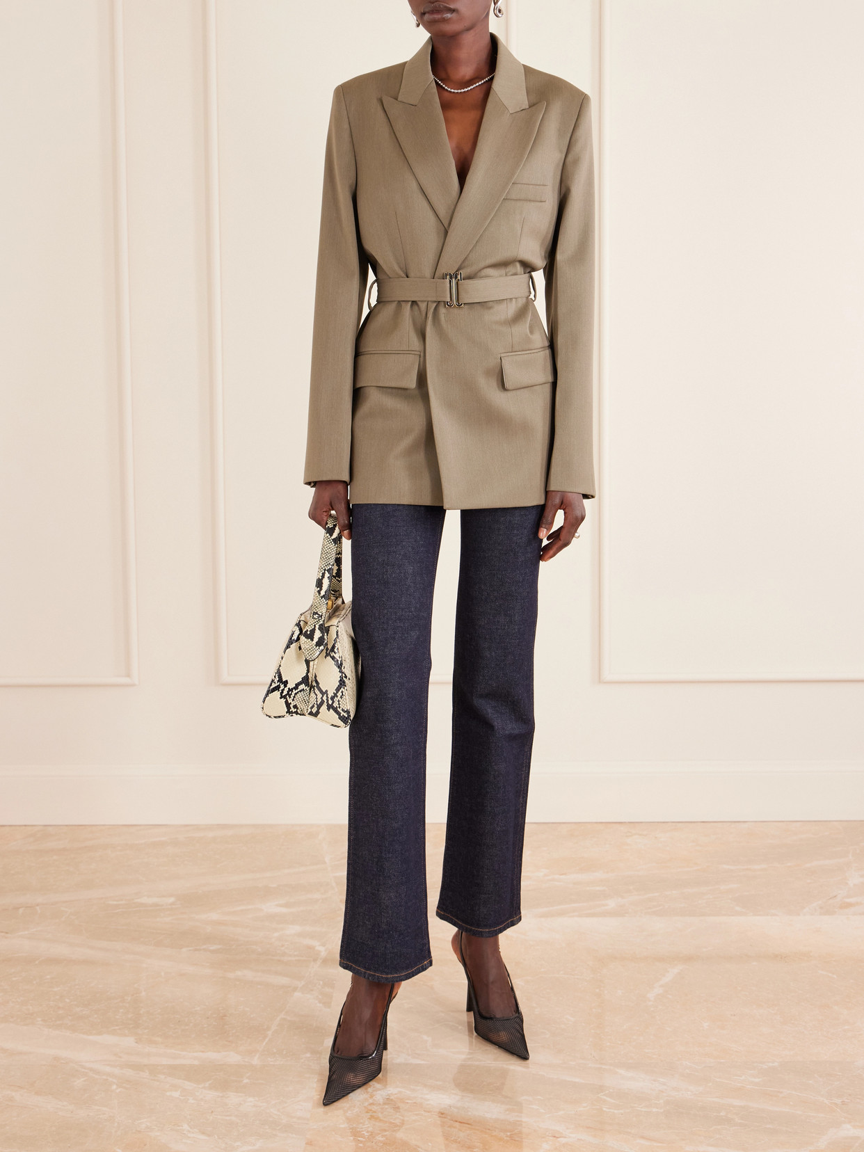 Victoria Beckham Victoria Leather-trimmed Mesh Slingback Pumps In Black