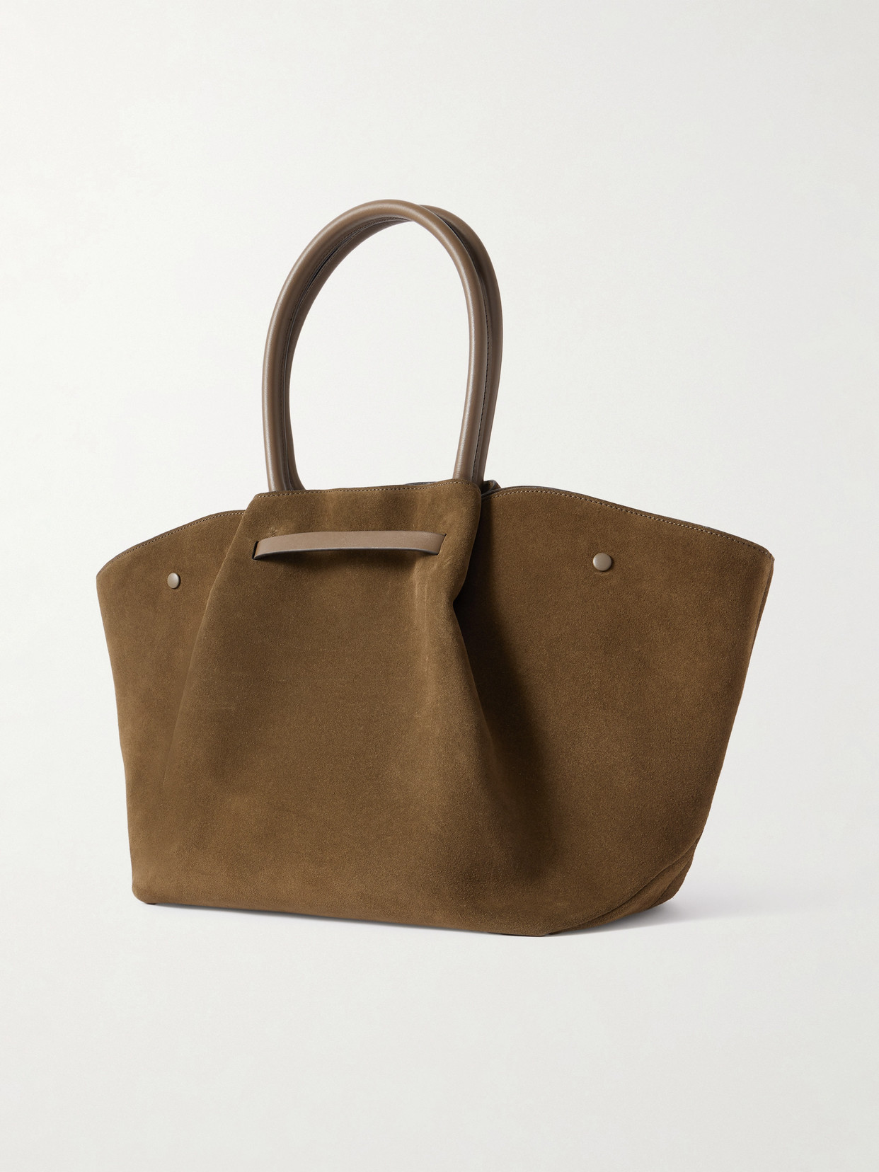 The New York Large Leather-Trimmed Suede Tote