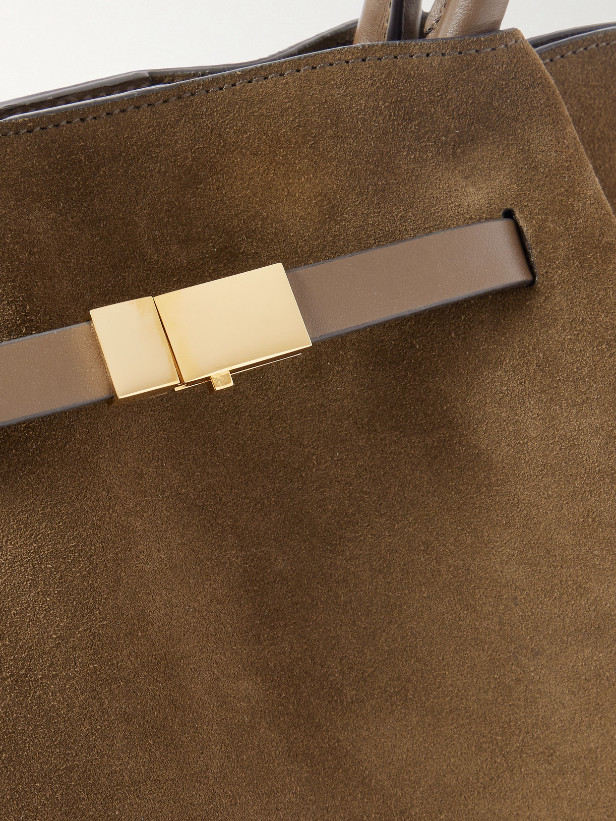 The New York Large Leather-Trimmed Suede Tote