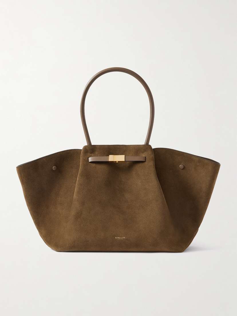 DeMellier The New York Large Leather-trimmed Suede Tote