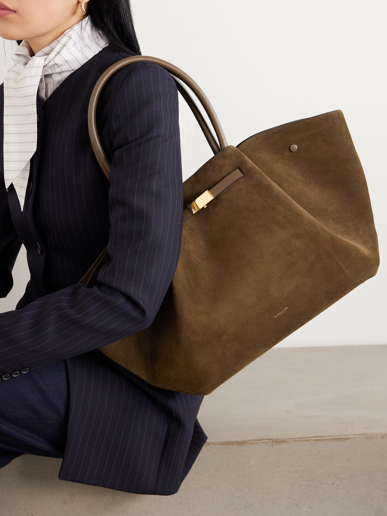 The New York Large Leather-Trimmed Suede Tote