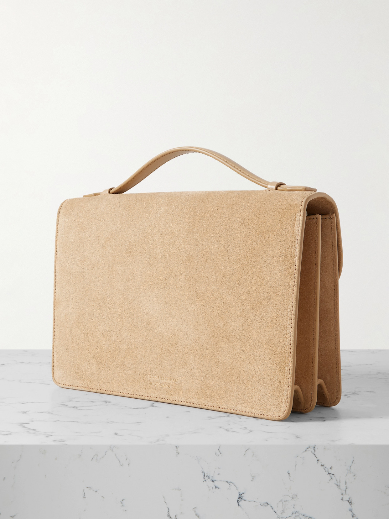 Victoria Beckham The Dorian Leather-trimmed Suede Shoulder Bag In Neutral