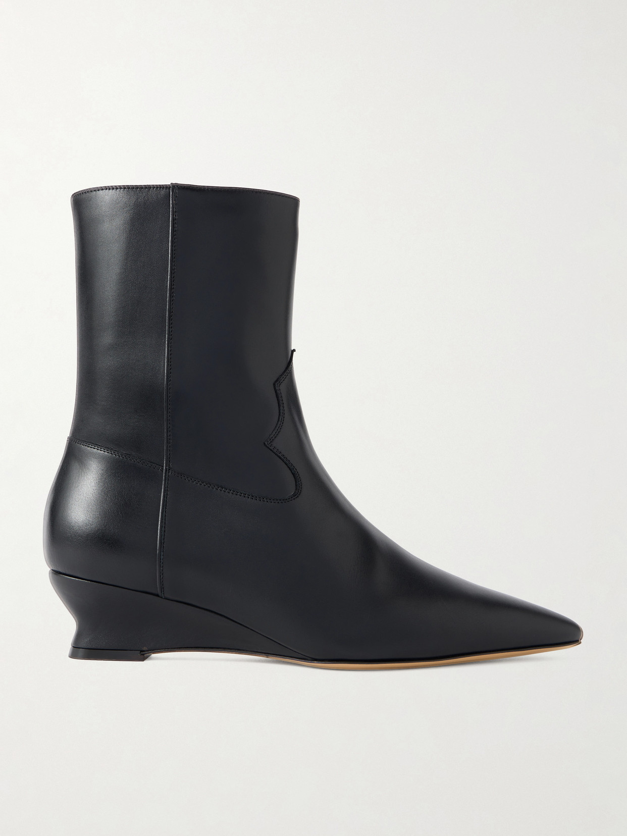 Le Monde Beryl Camille Leather Wedge Ankle Boots In Black