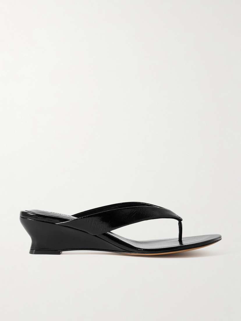 Le Monde Béryl Eel-effect Leather Wedge Sandals