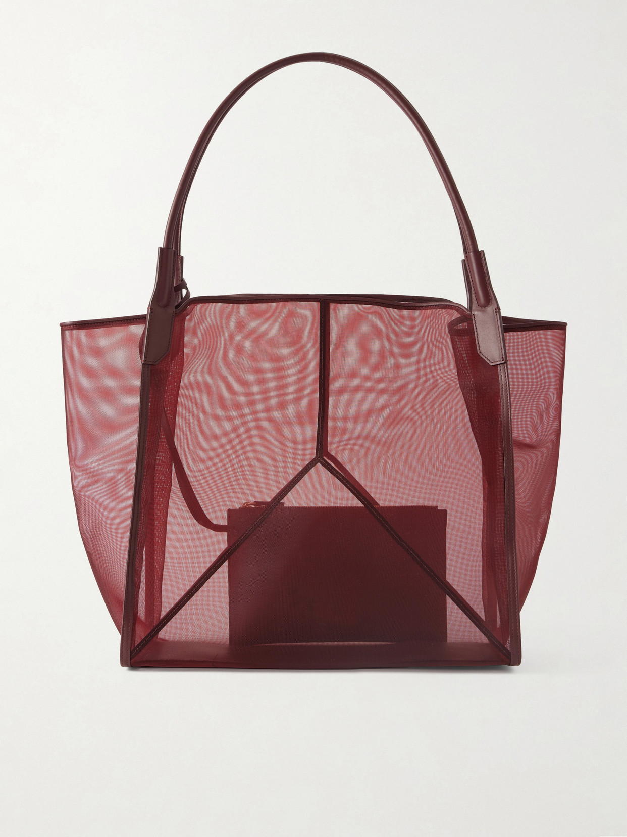 Victoria Beckham Victoria Leather-trimmed Mesh Tote In Burgundy