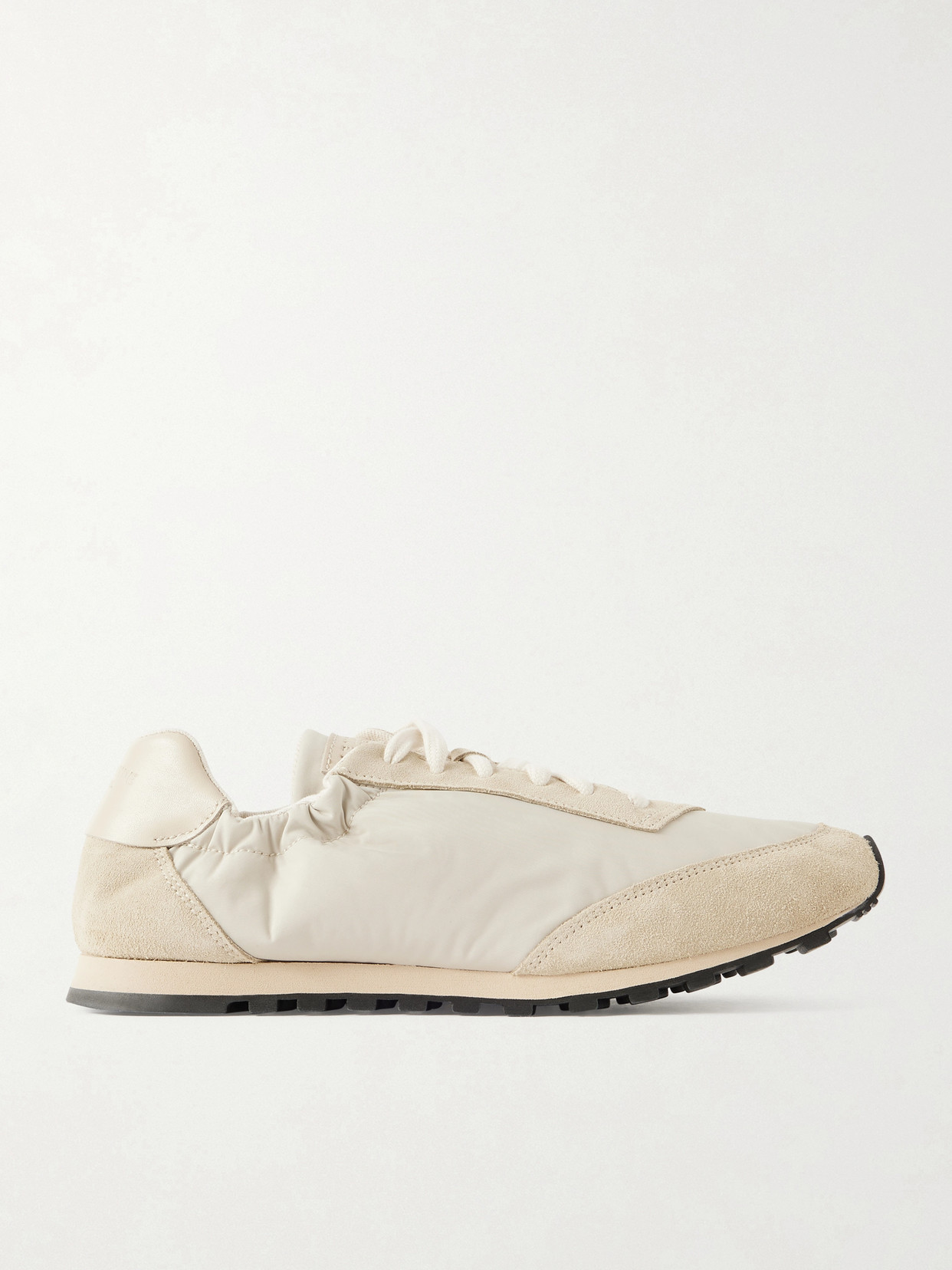 Le Monde Beryl Slim Runner Suede And Leather-trimmed Shell Sneakers In Neutral