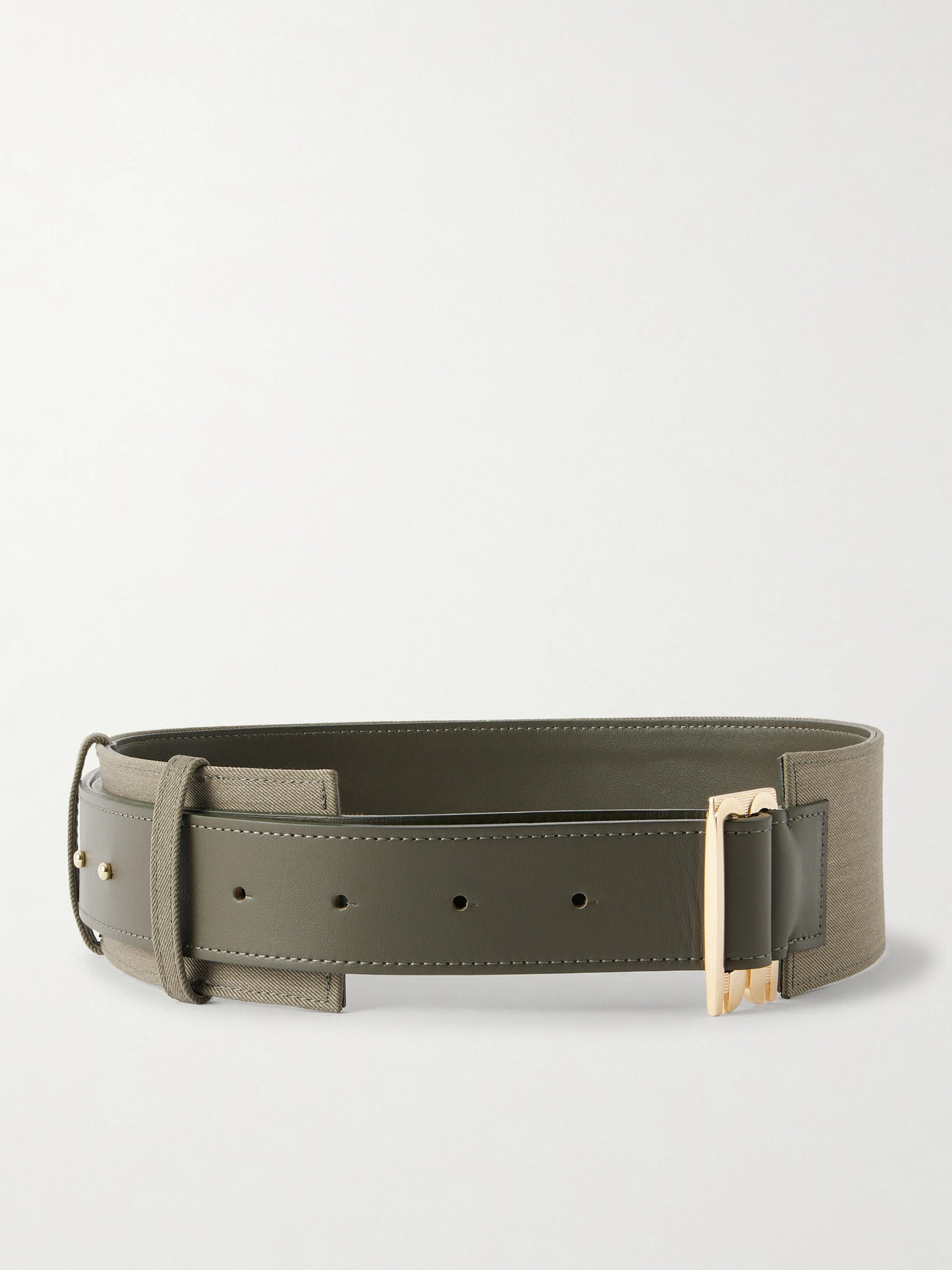 Victoria Beckham Leather And Twill Waist Belt In Green