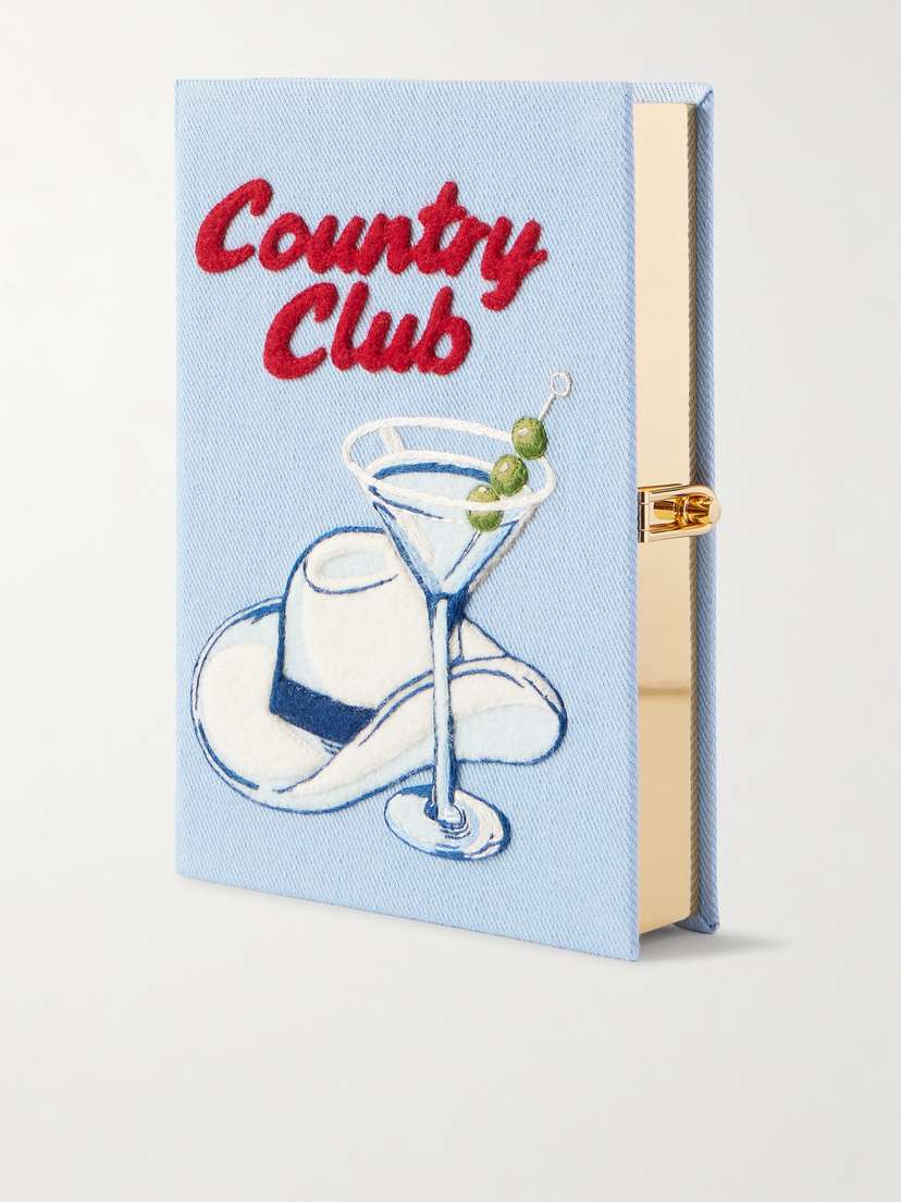 Olympia Le-Tan Country Club Embroidered Appliquéd Twill Clutch