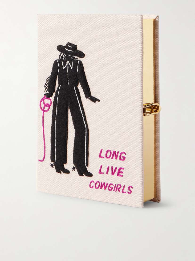 Olympia Le-Tan Long Live Cowgirls Embroidered Appliquéd Canvas Clutch
