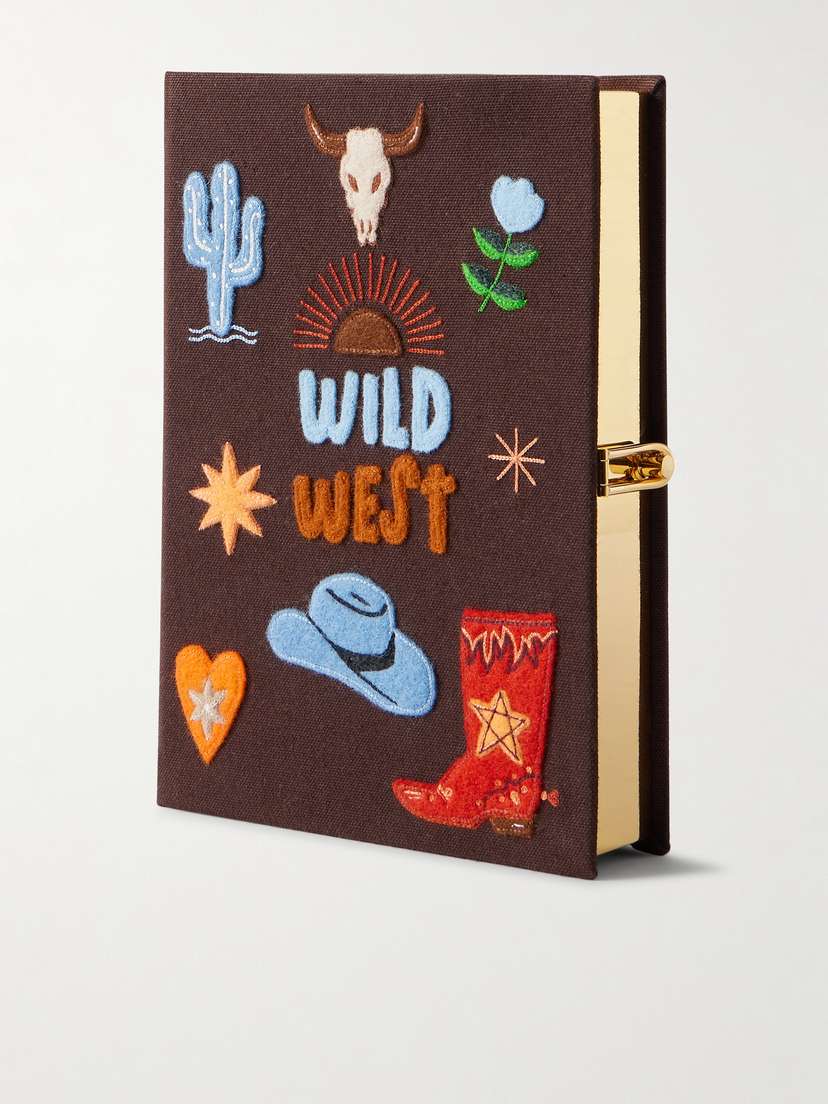 Olympia Le-Tan Wild West Embroidered Appliquéd Canvas Clutch