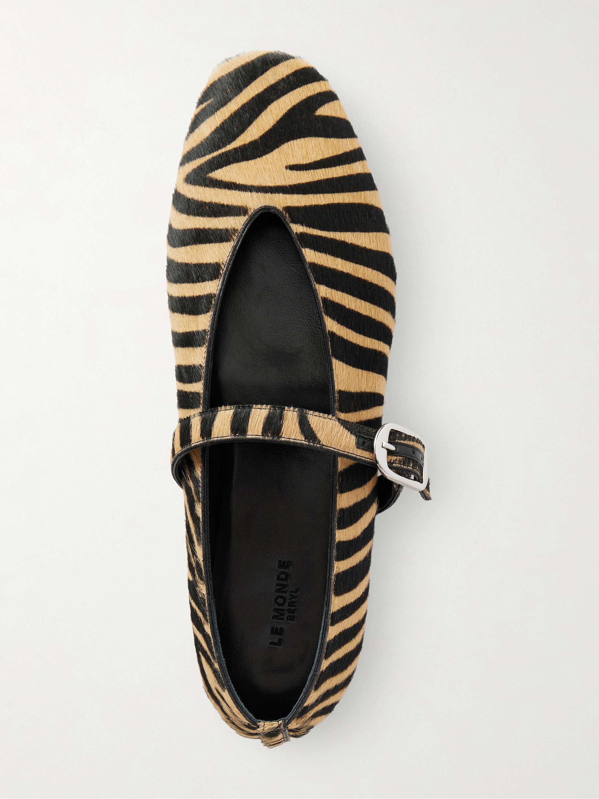 LE MONDE BERYL Stella zebra-print calf hair Mary Jane ballet flats