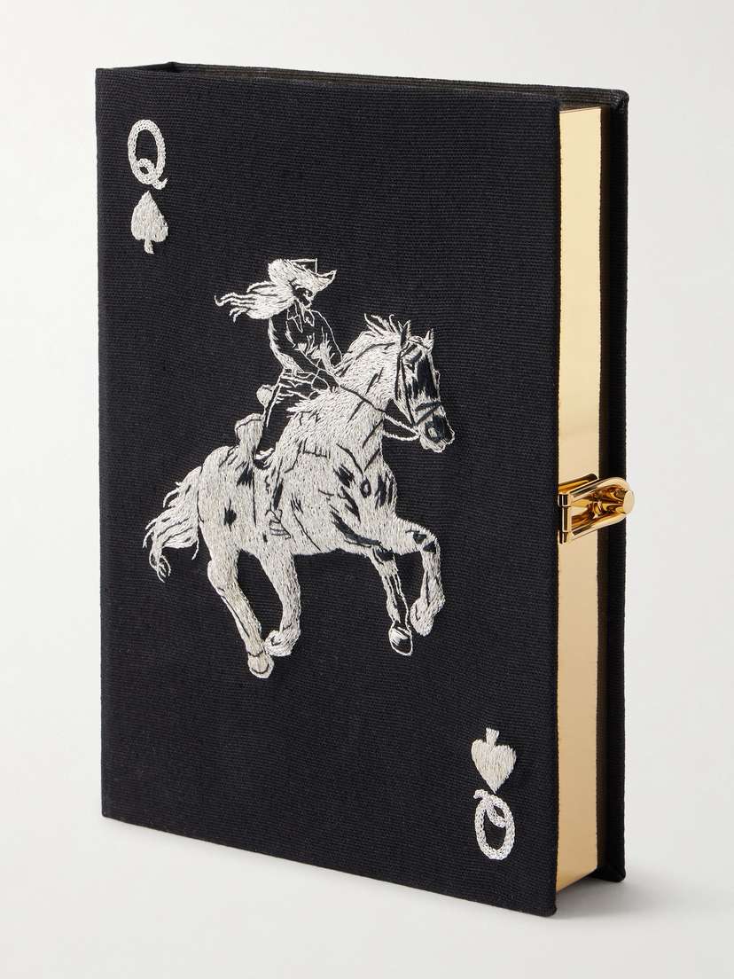 Olympia Le-Tan Playing Card Embroidered Canvas Clutch