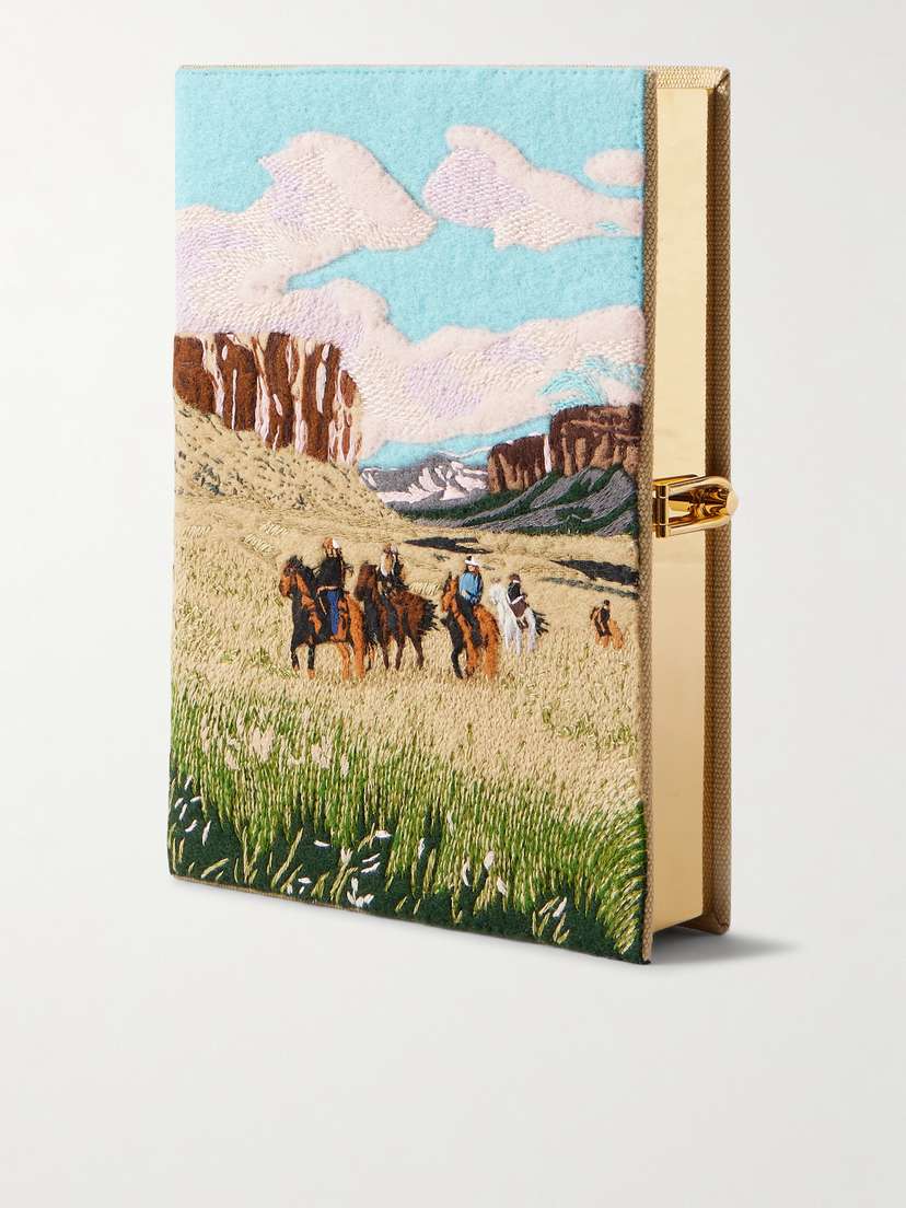 Olympia Le-Tan Landscape Embroidered Appliquéd Canvas Clutch