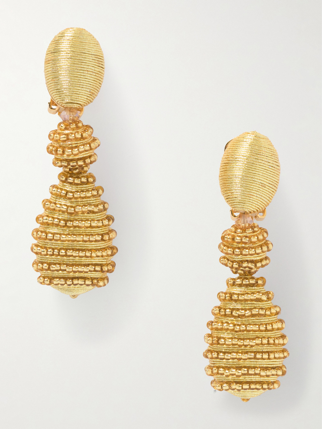 Oscar De La Renta Beaded Gold-tone Clip Earrings