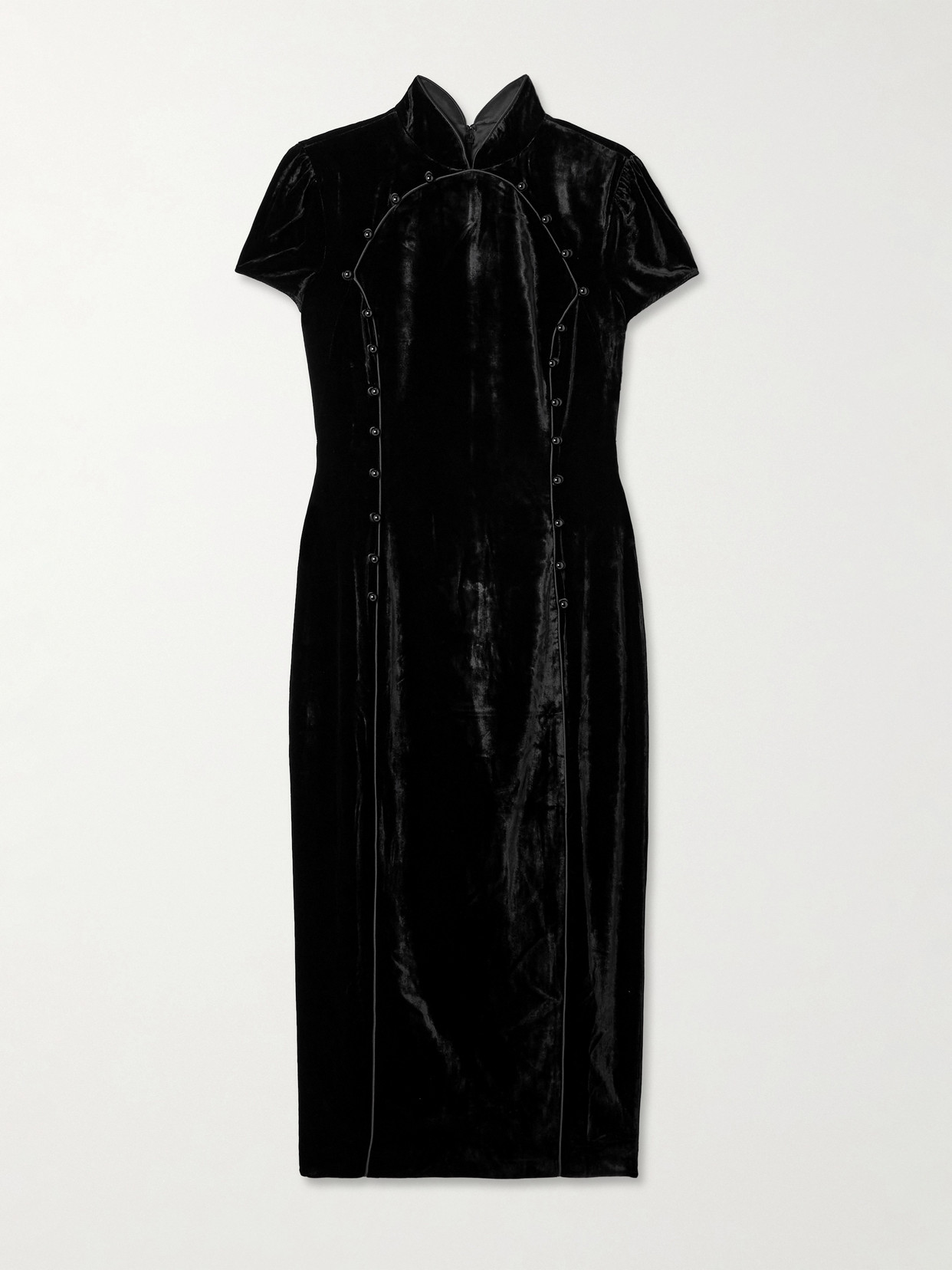Saloni Taro-c Velvet Midi Dress In Black