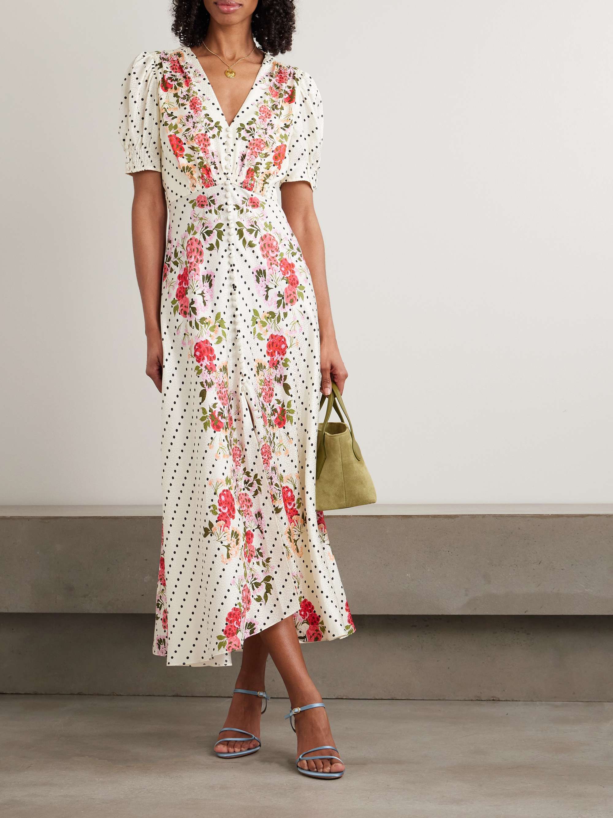 SALONI Lea floral-print silk maxi dress