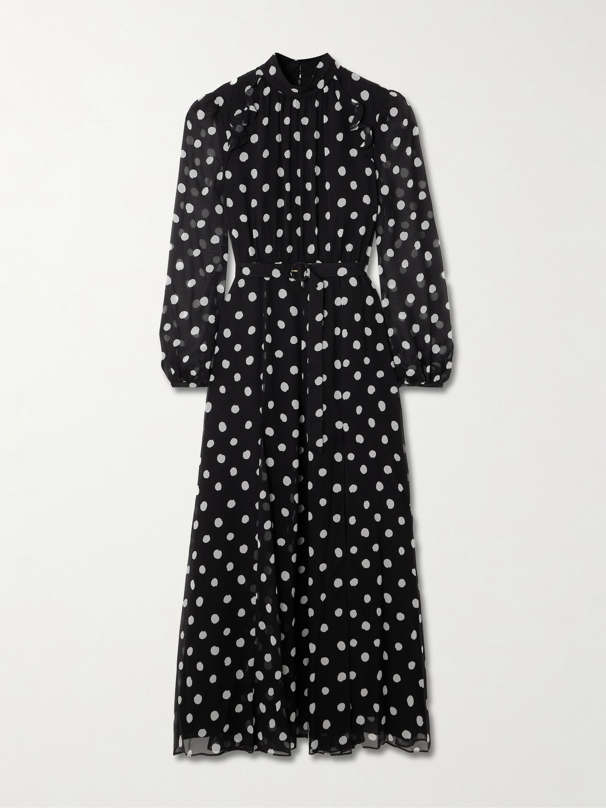 Saloni Jacqui-b Polka-dot Silk Crepe De Chine Maxi Dress In Black