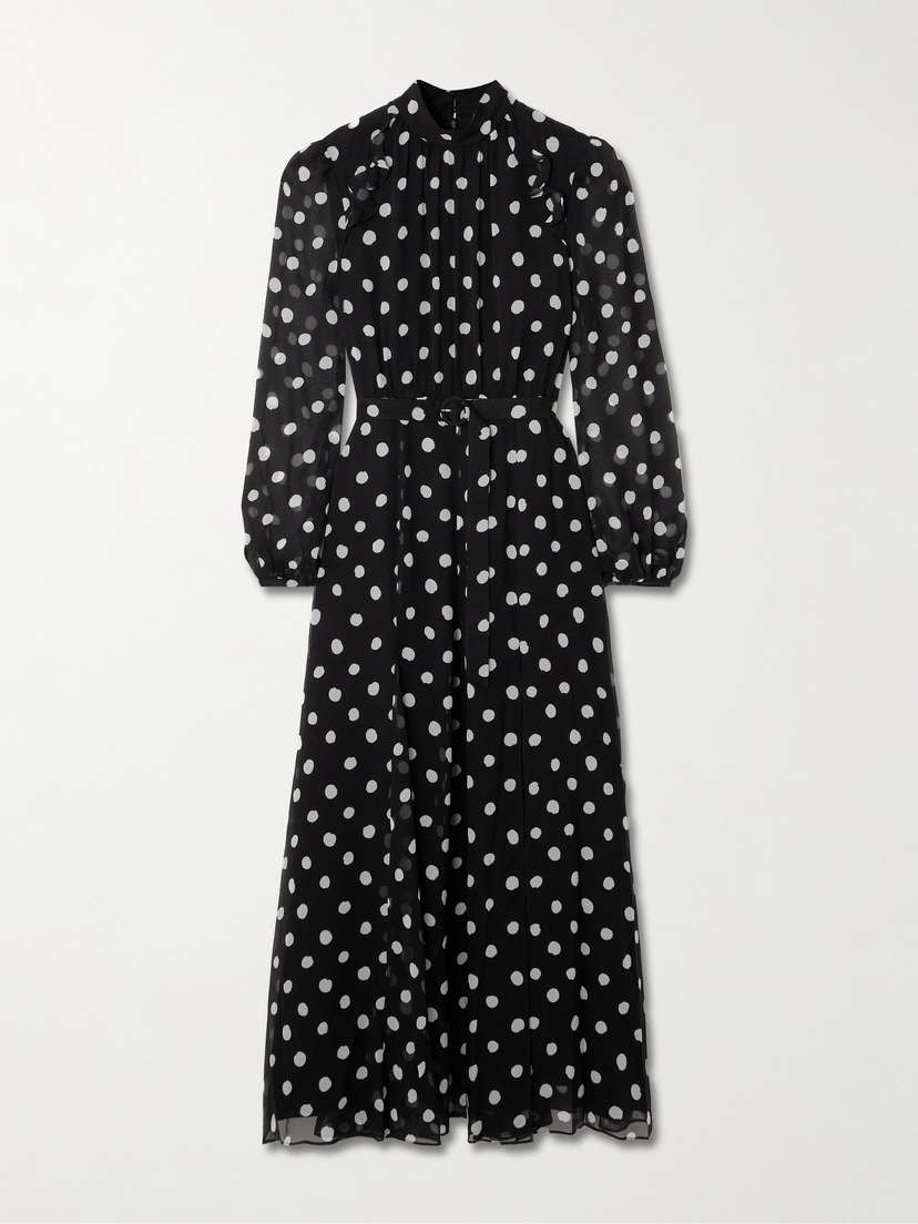 Saloni Jacqui-b Polka-dot Silk Crepe De Chine Maxi Dress