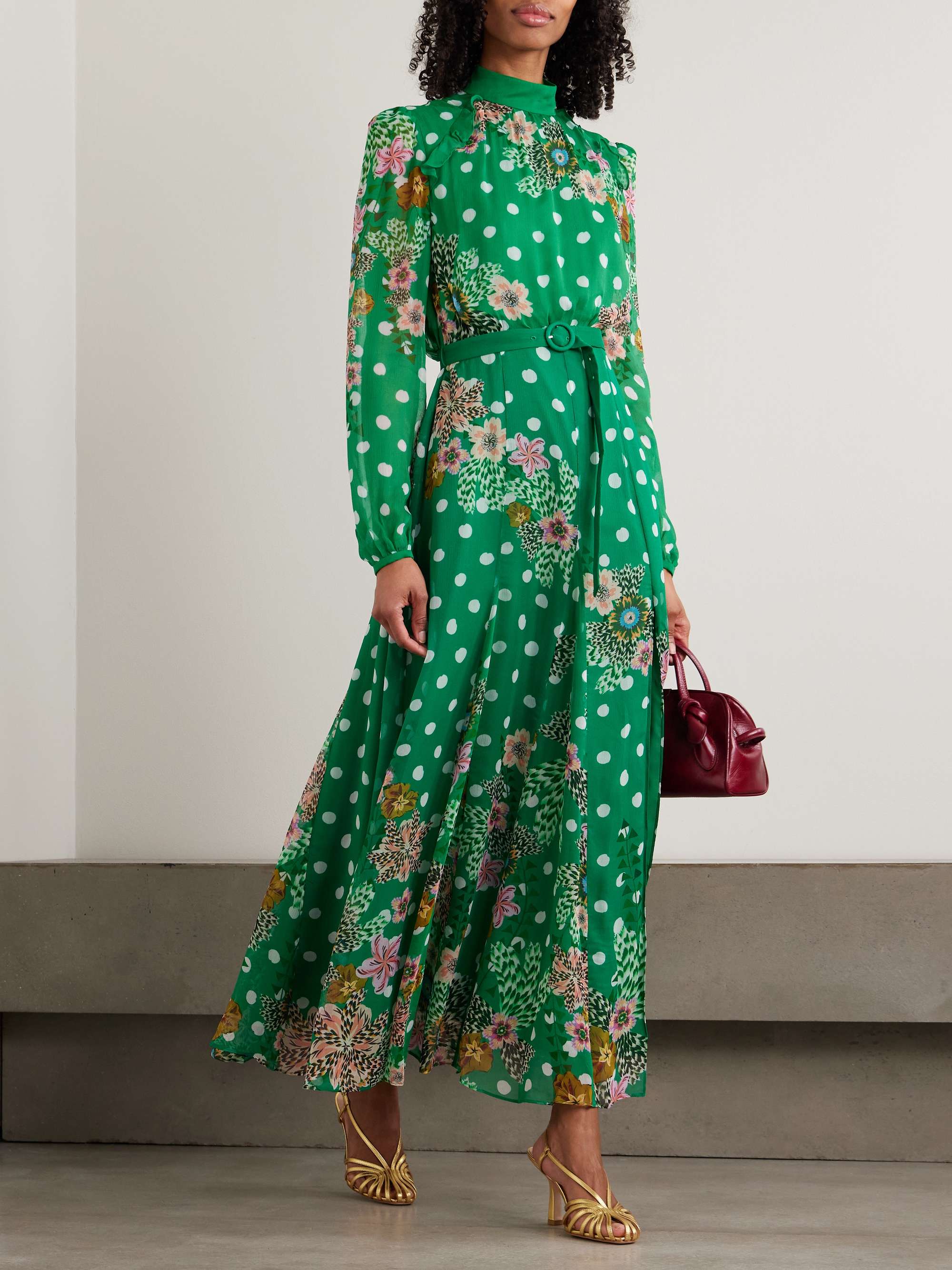 SALONI Jacqui-B printed silk crepe de chine maxi dress