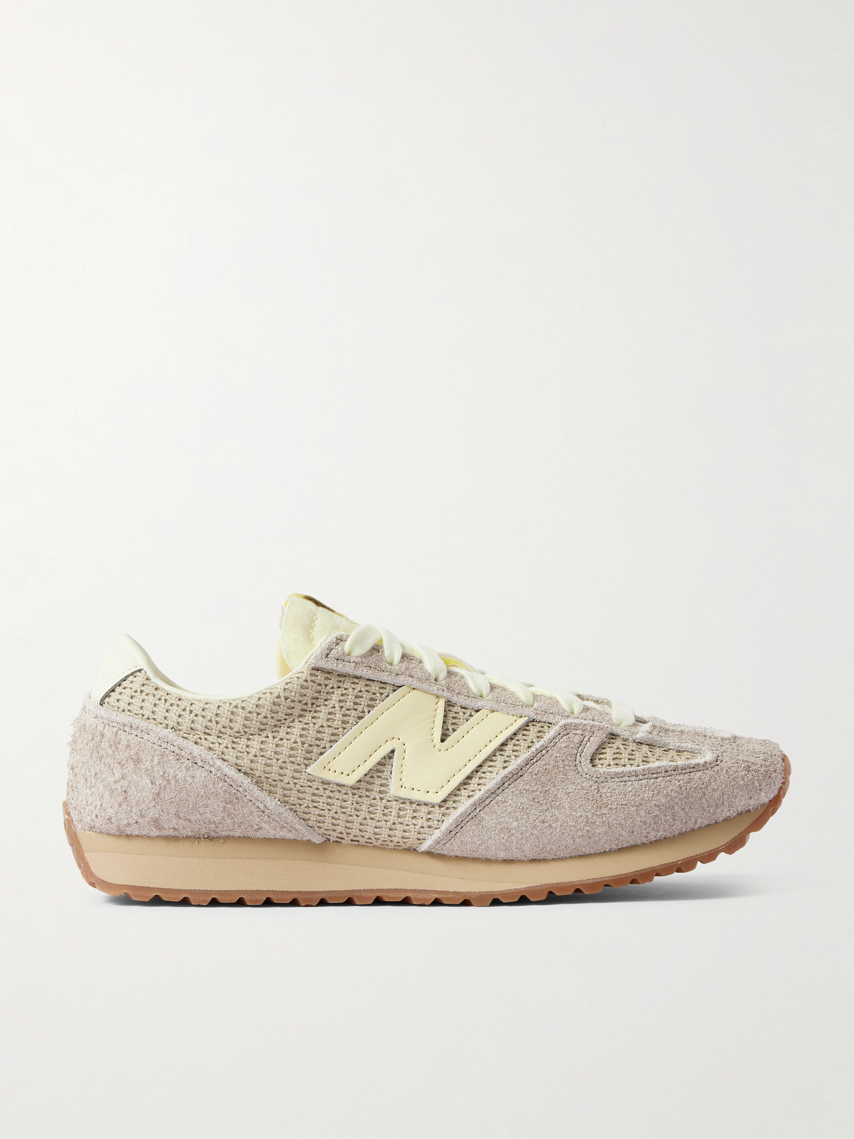 New Balance 471 Leather And Suede-trimmed Knit Sneakers In Neutral