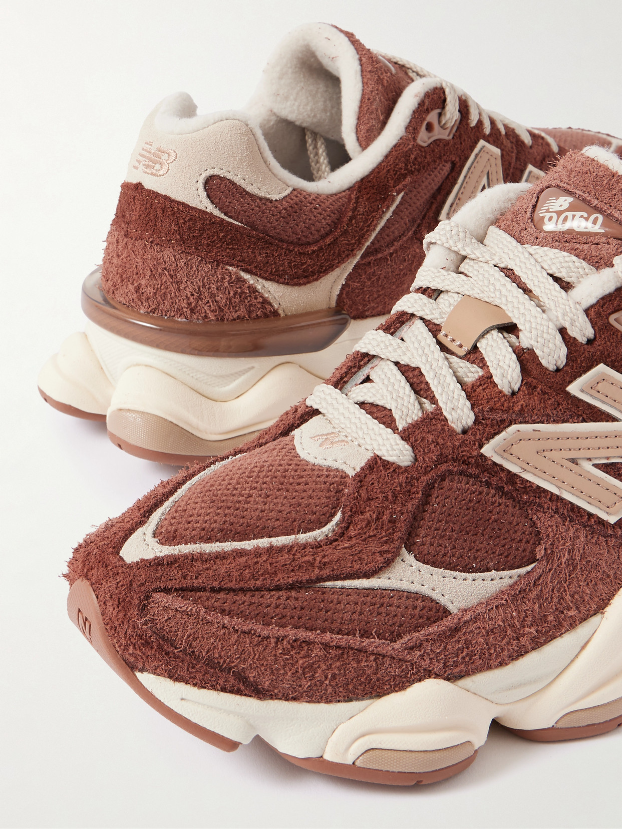9060 Leather-Trimmed Brushed-Suede And Sneakers
