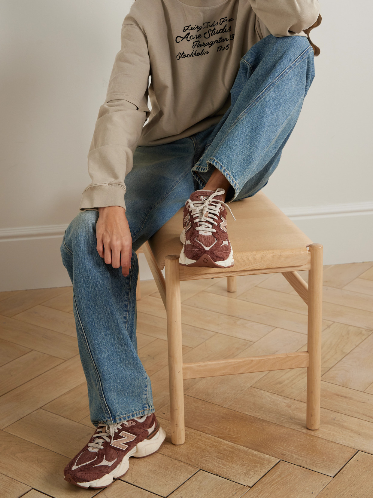 9060 Leather-Trimmed Brushed-Suede And Sneakers
