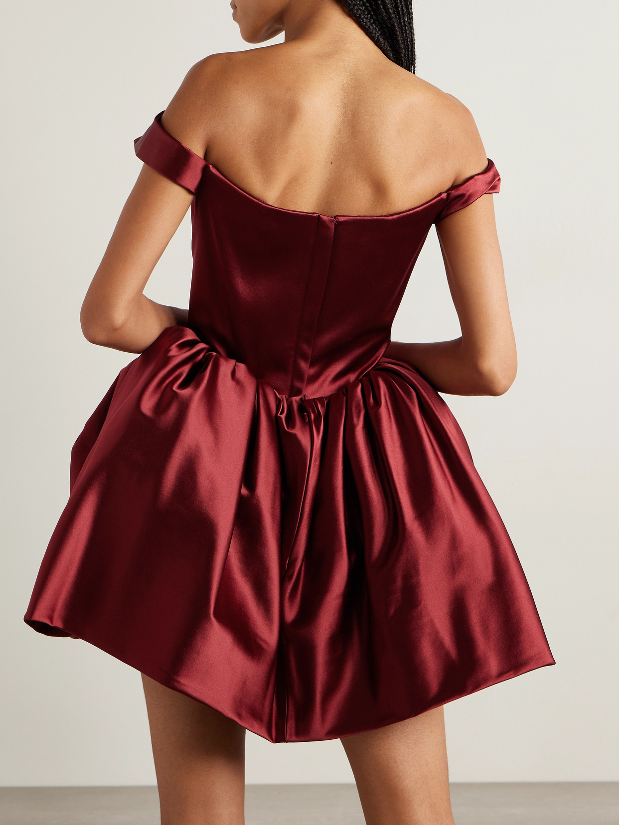 Vivienne Westwood Bagatelle Off-the-shoulder Gathered Duchesse-satin Mini Dress In Red