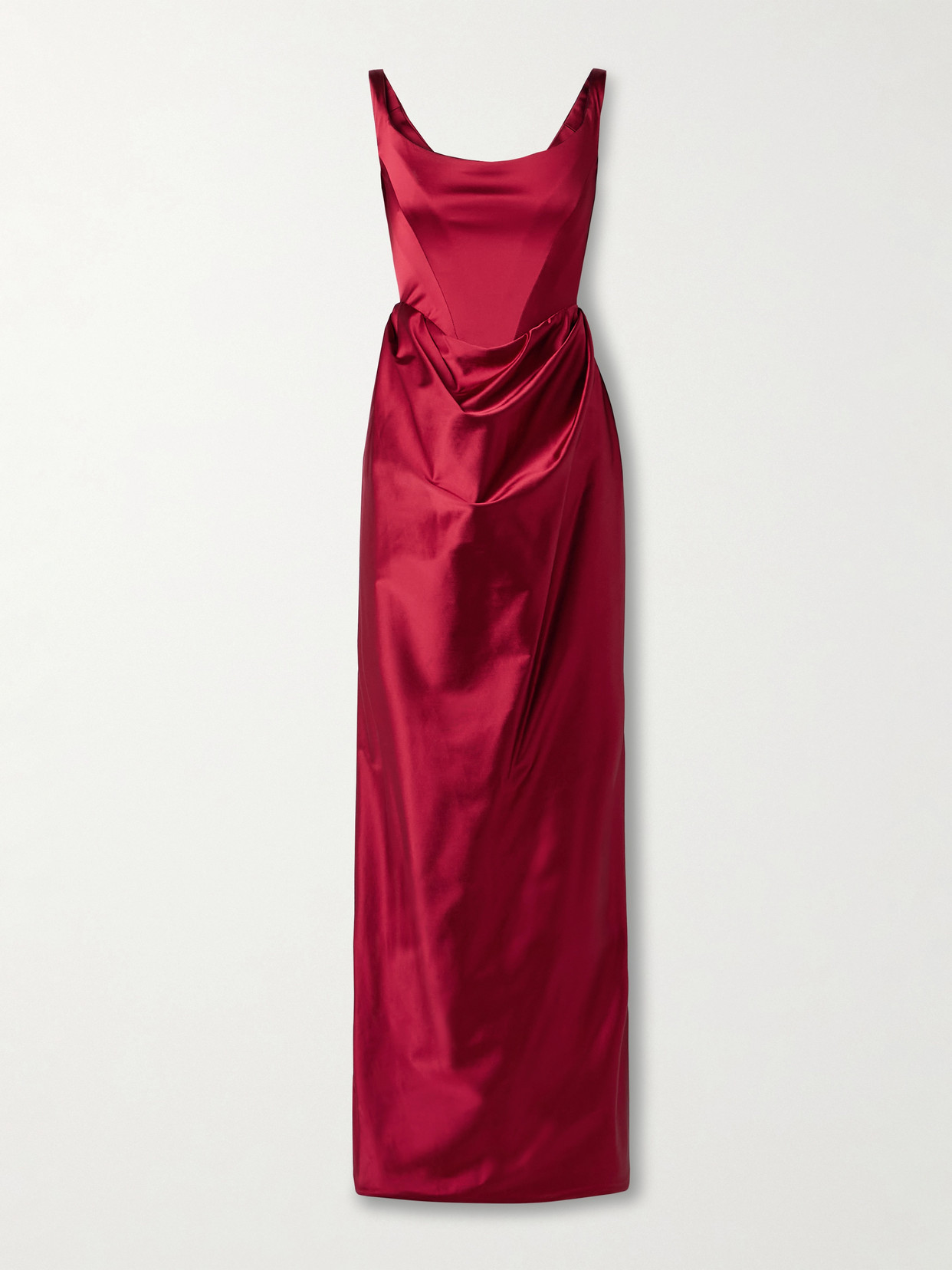 Vivienne Westwood Nova Camille Off-the-shoulder Draped Satin Gown In Red