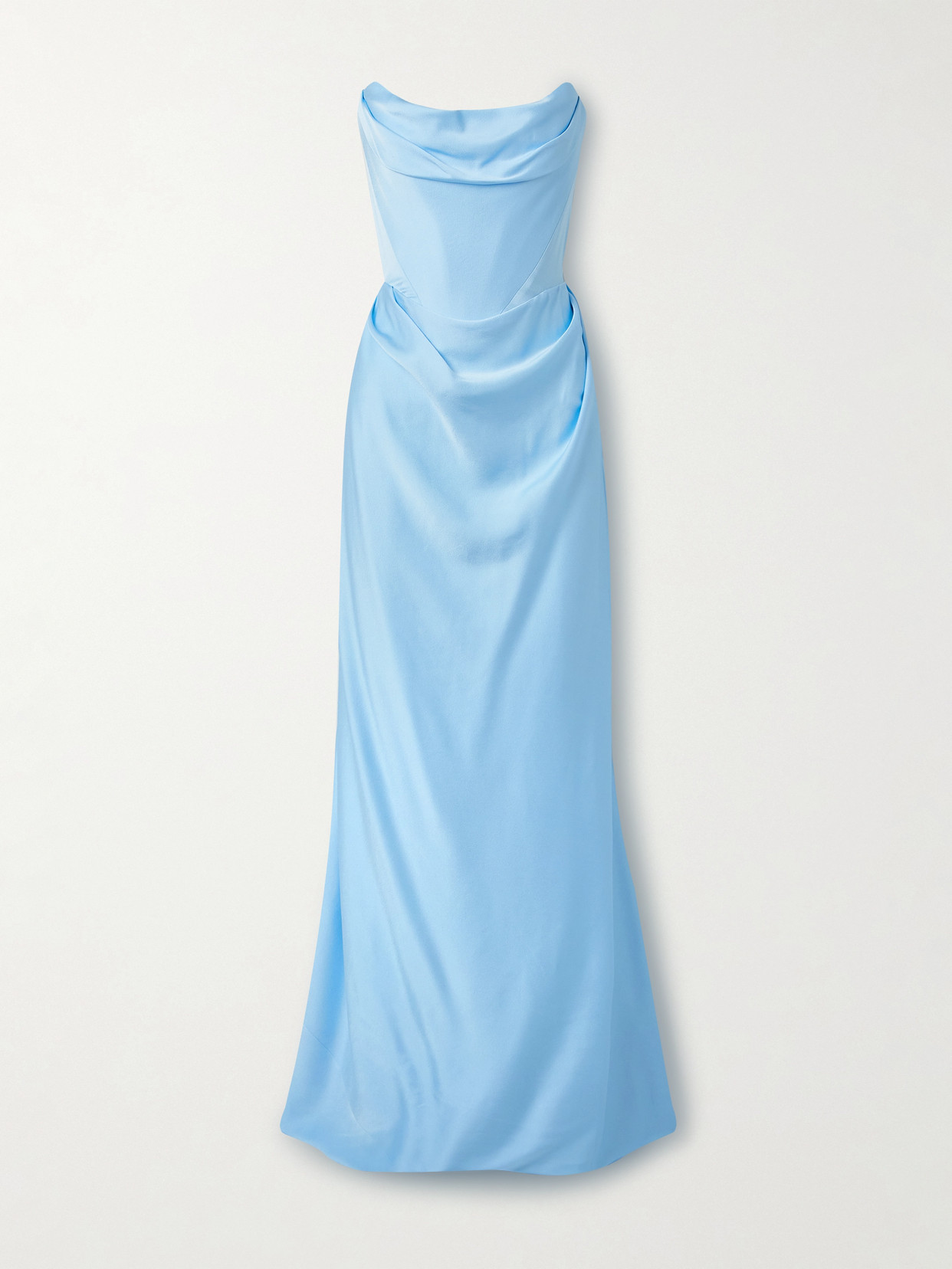 Vivienne Westwood Galaxy Strapless Gathered Satin-crepe Gown In Blue