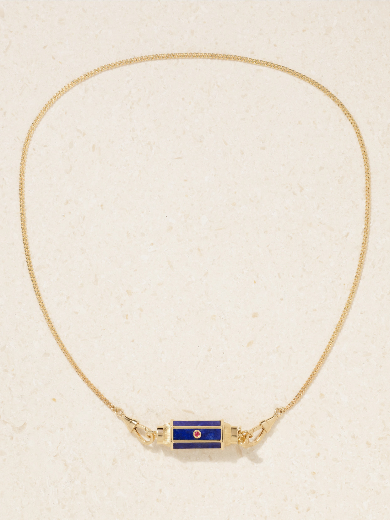 Marie Lichtenberg Baby Locket 18-karat Gold, Lapis Lazuli And Ruby Necklace In Blue