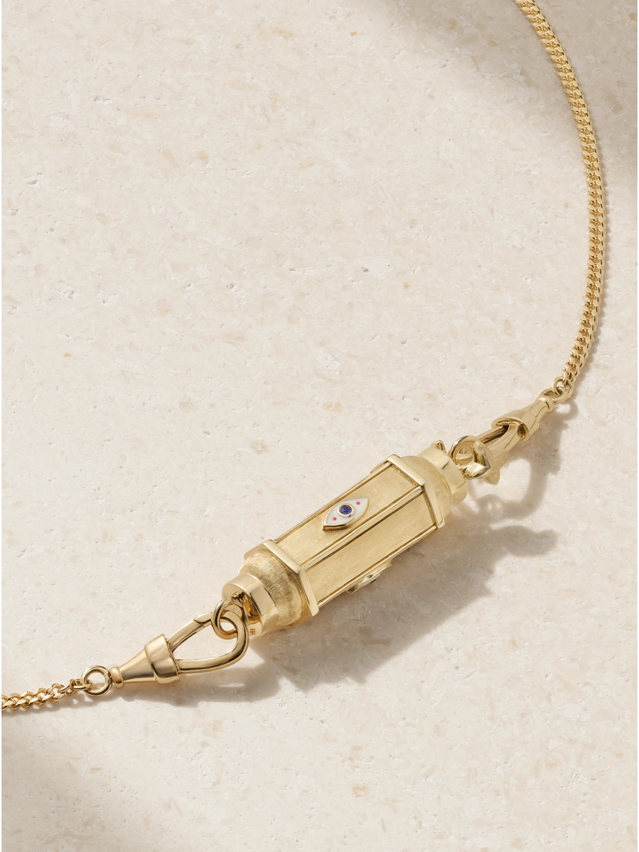 Marie Lichtenberg Evil Eye Baby Locket 18-karat Gold, Enamel And Sapphire Necklace In Gold