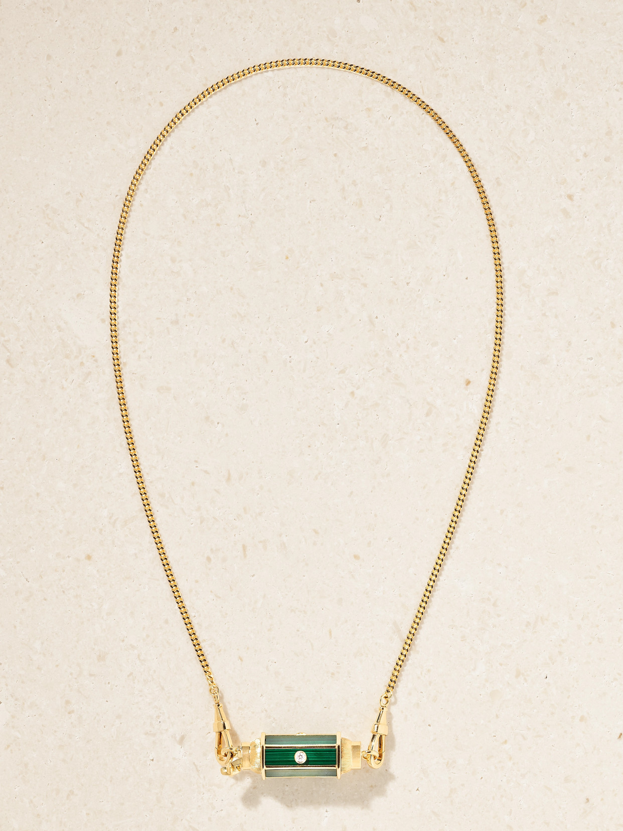 Marie Lichtenberg Baby Locket 18-karat Gold, Malachite And Diamond Necklace