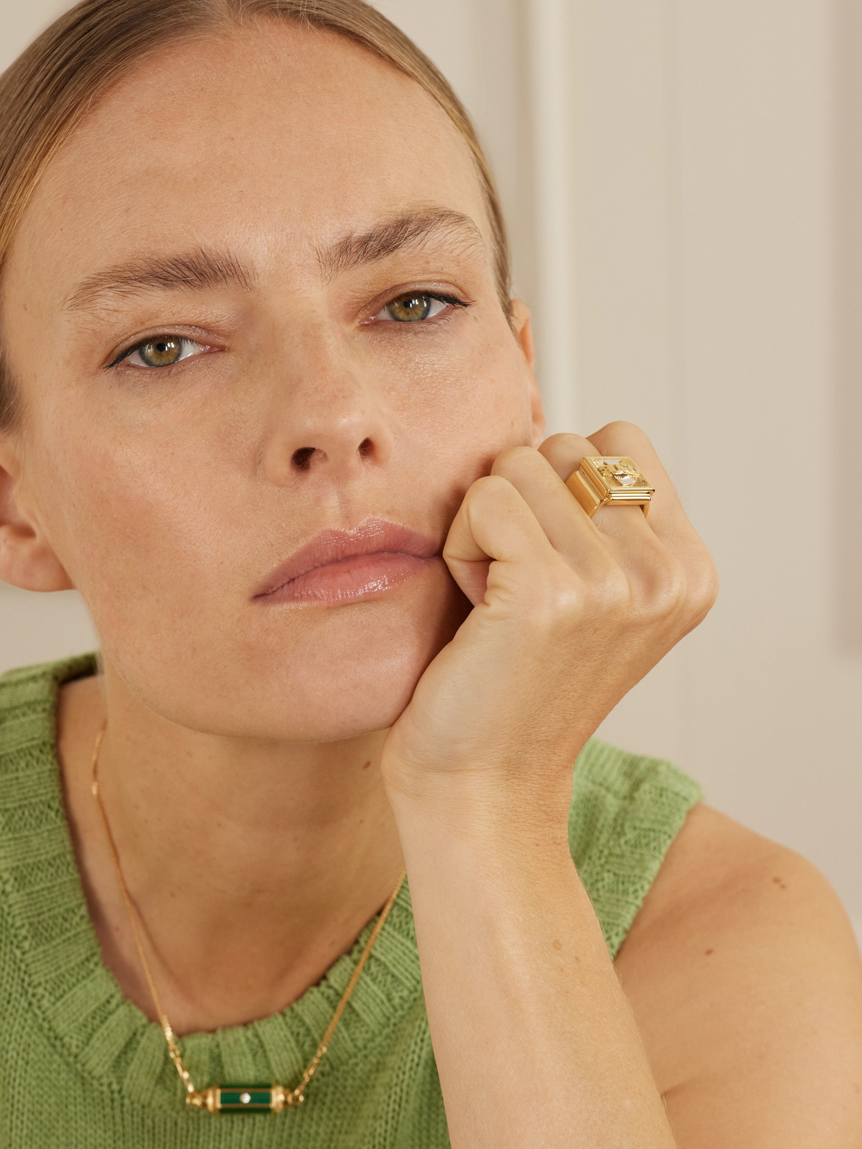 Marie Lichtenberg Buck Small 18-karat Yellow And White Gold Ring In Brown
