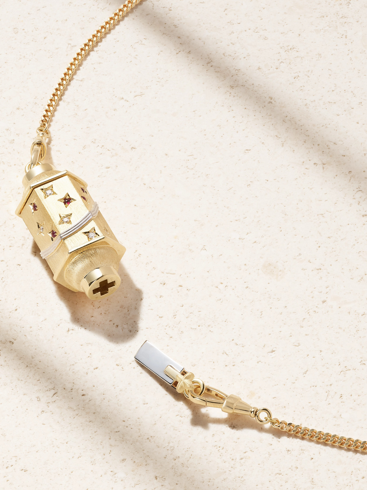 Marie Lichtenberg Milky Way Gourmette 18-karat Gold, Rhodium, Ruby And Diamond Necklace In Gold