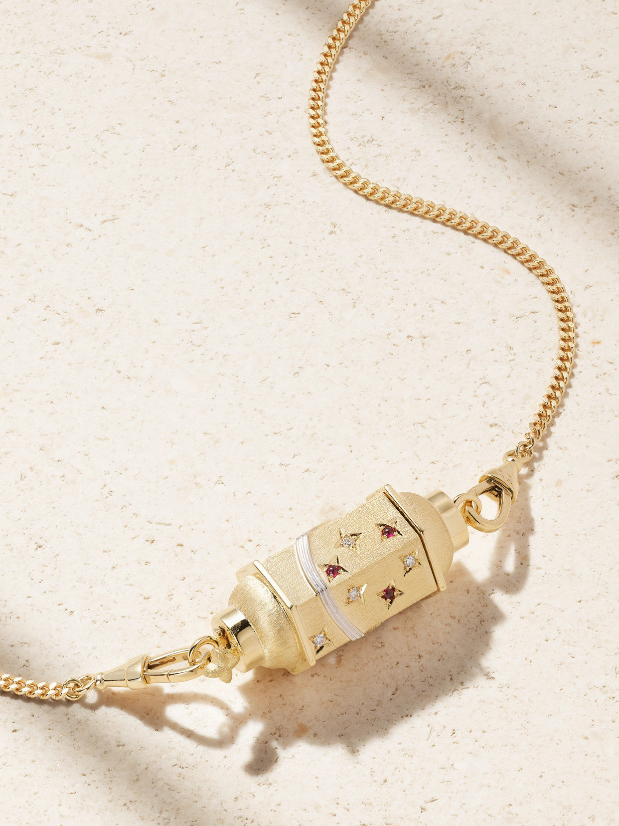 Marie Lichtenberg Milky Way Gourmette 18-karat Gold, Rhodium, Ruby And Diamond Necklace In Gold