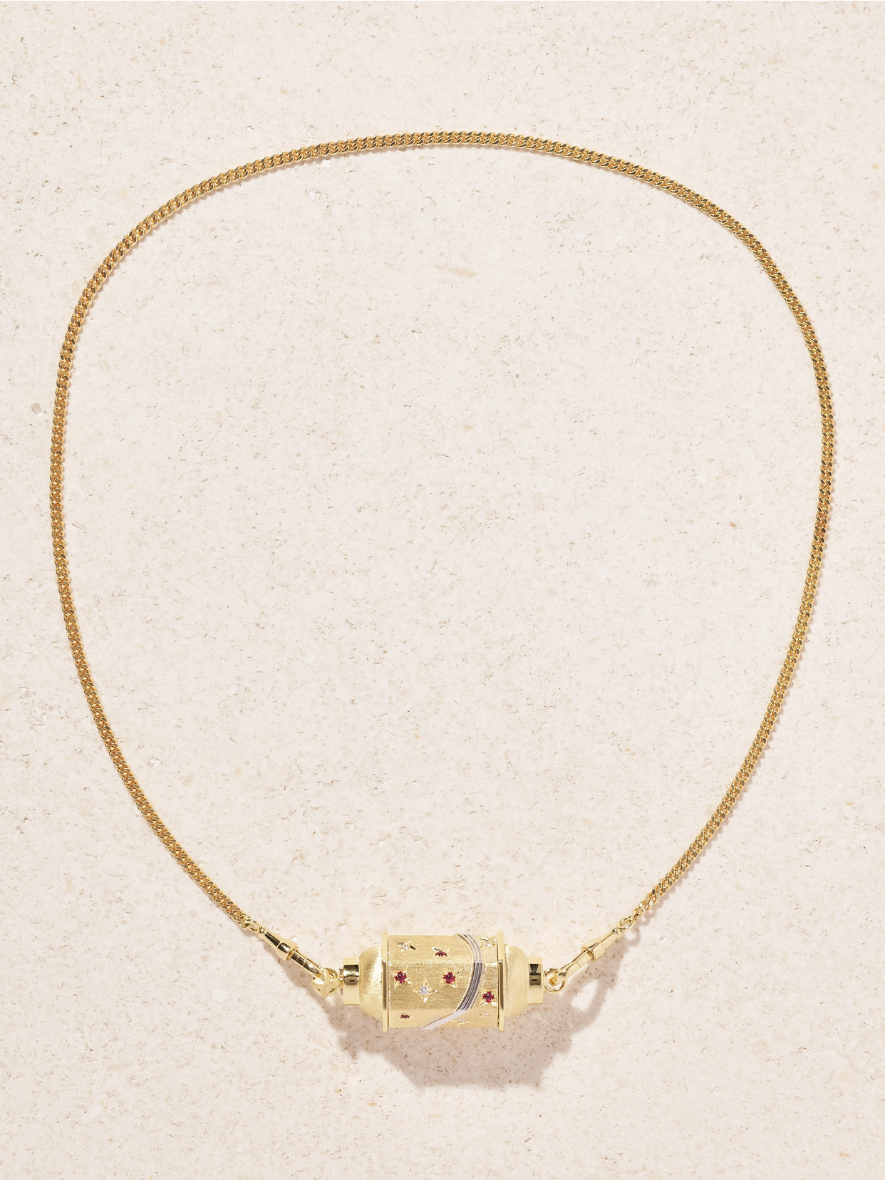 Marie Lichtenberg Milky Way Gourmette 18-karat Gold, Rhodium, Ruby And Diamond Necklace